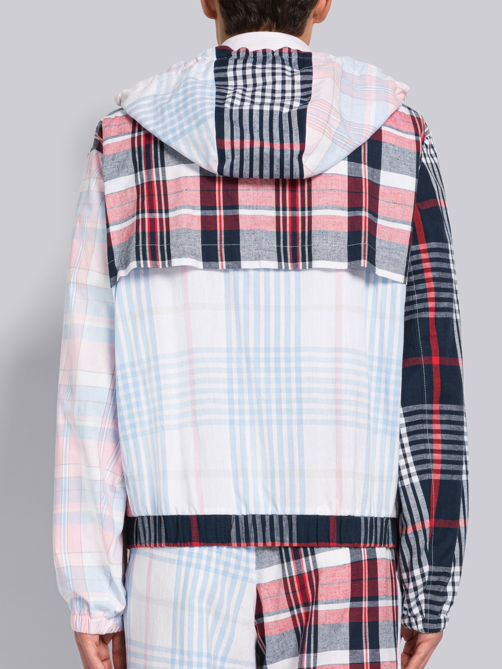 FUN-MIX MADRAS COTTON RELAXED ZIP FRONT HOODIE JACKET - 3