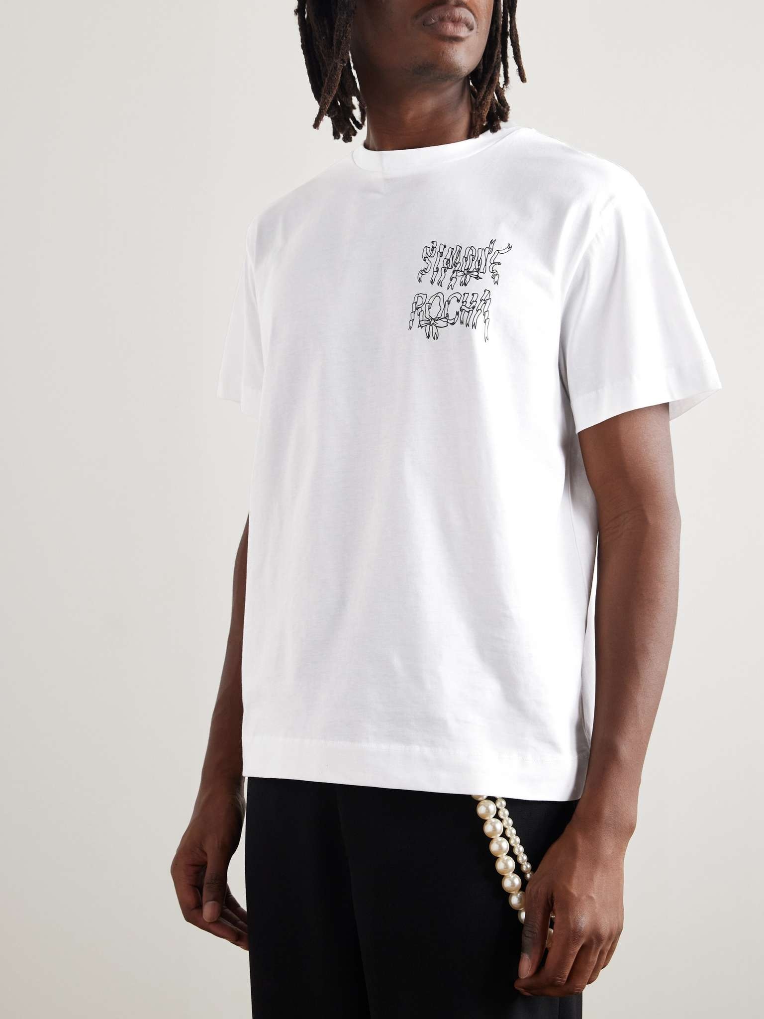 Simone Rocha Ribbon Logo-Print Cotton-Jersey T-Shirt
