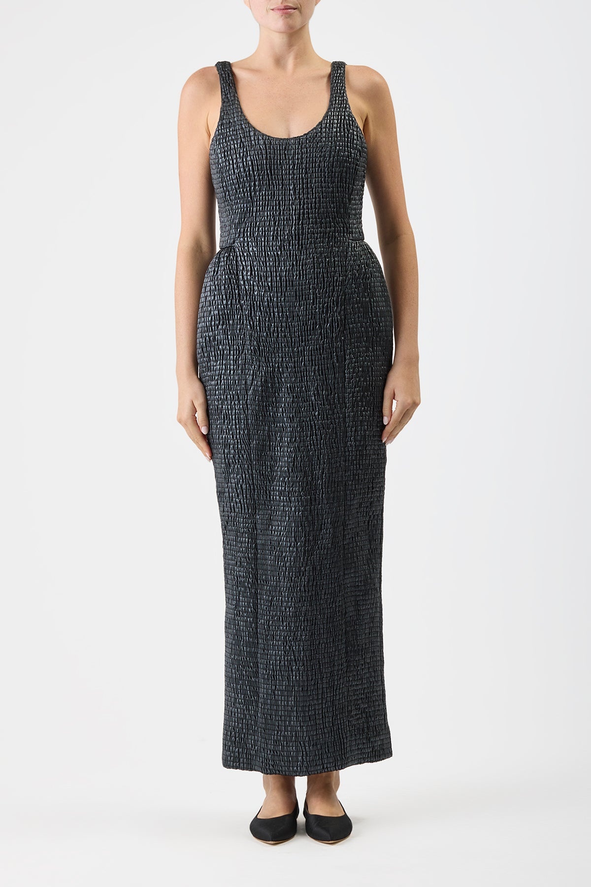 Girard Dress in Shirred Leather - 2