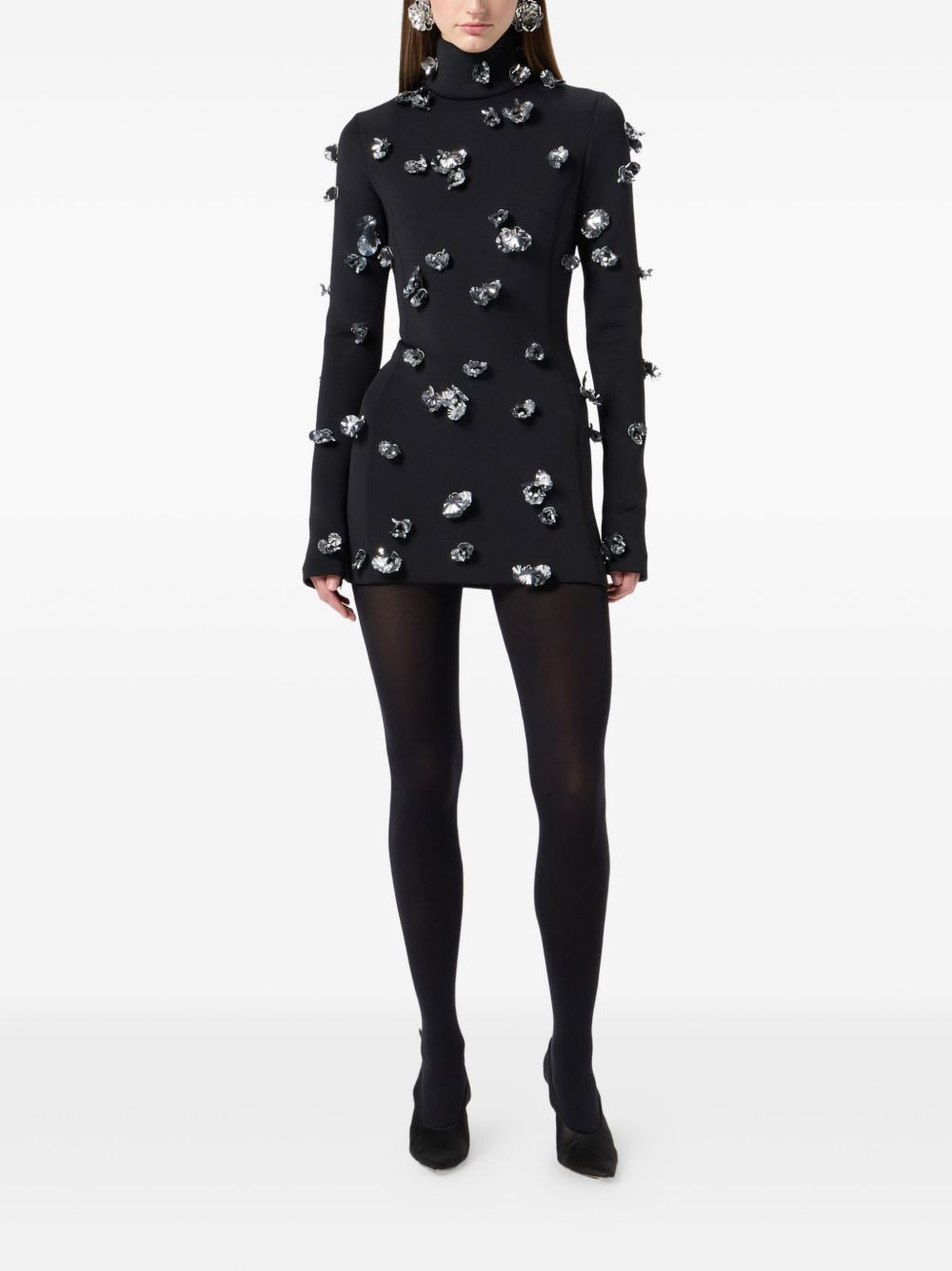 flower-embellished mini dress - 2