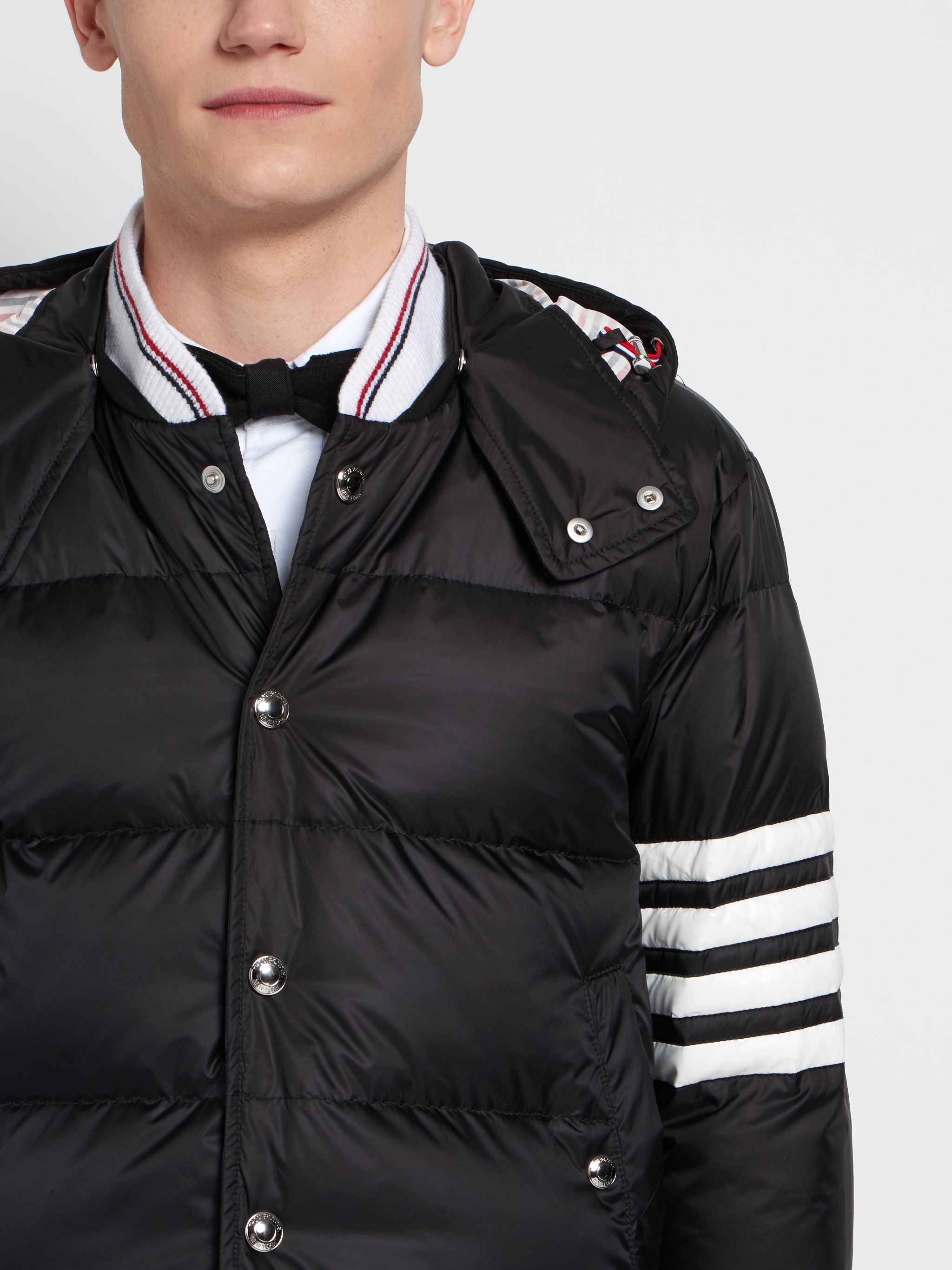 Black Down-filledmatte Nylon 4-bar Bomber Jacket - 5