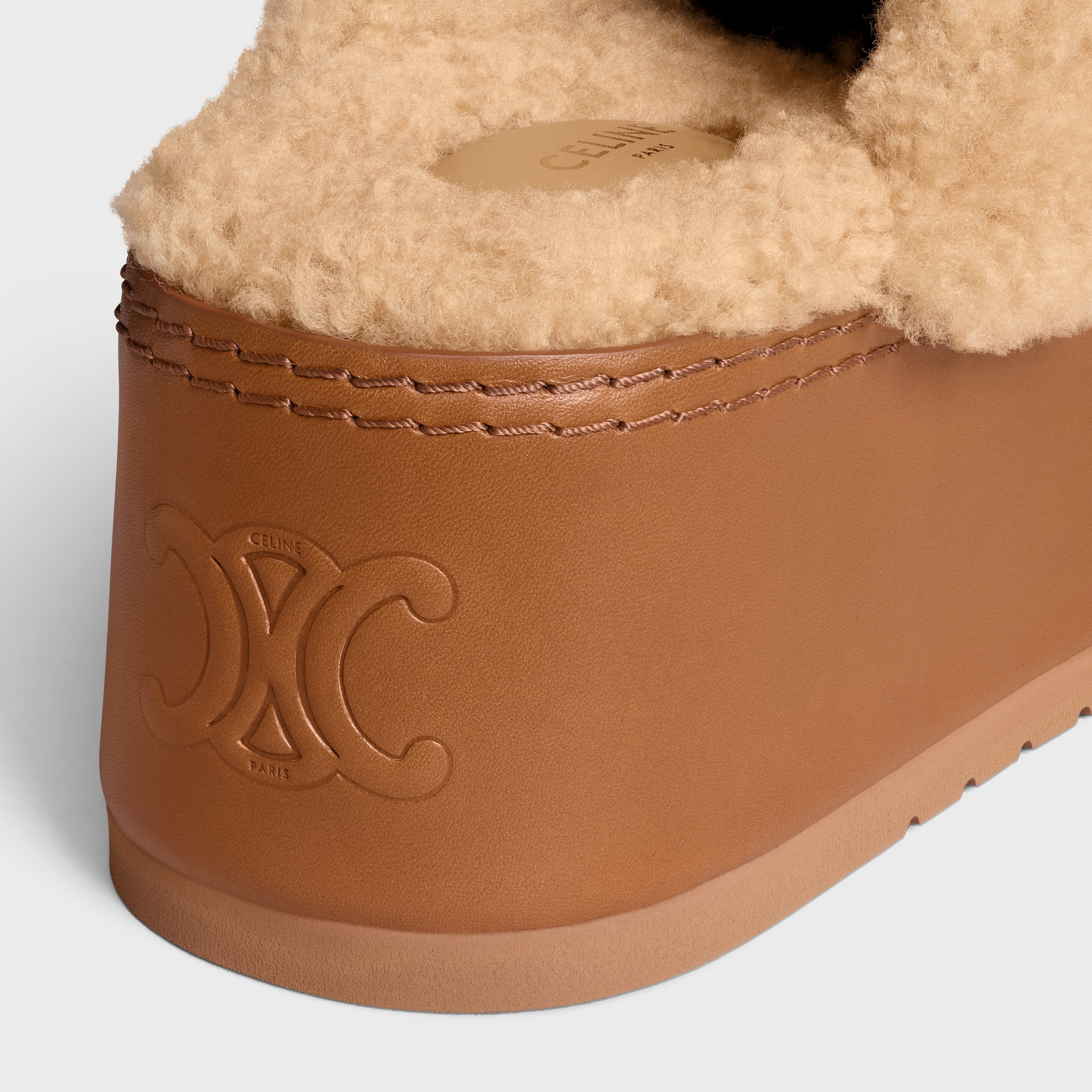 CELINE DANA WEDGE MULE in SUEDE CALFSKIN AND SHEARLING - 5