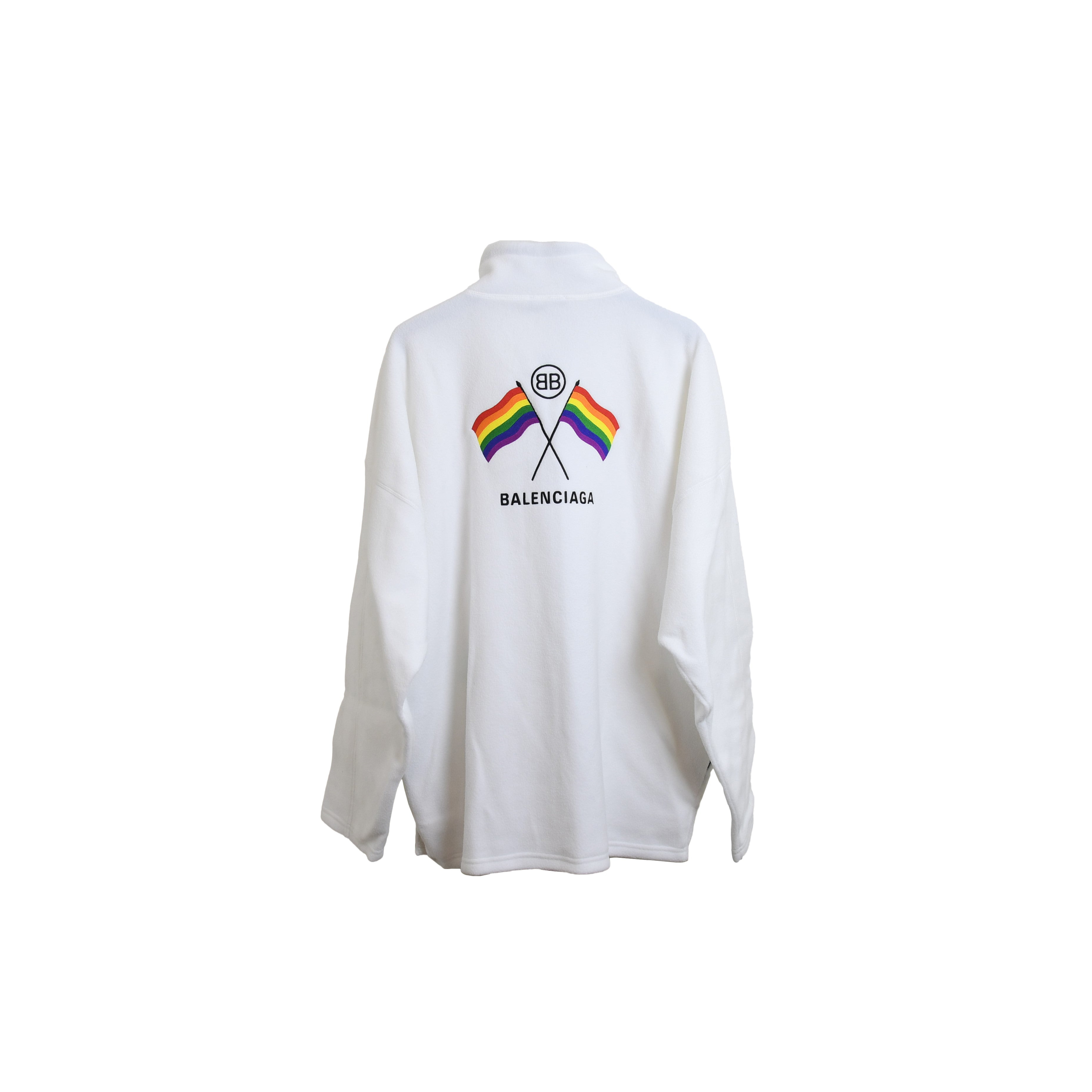 Balenciaga Double Rainbow Flag Fleece White - 2