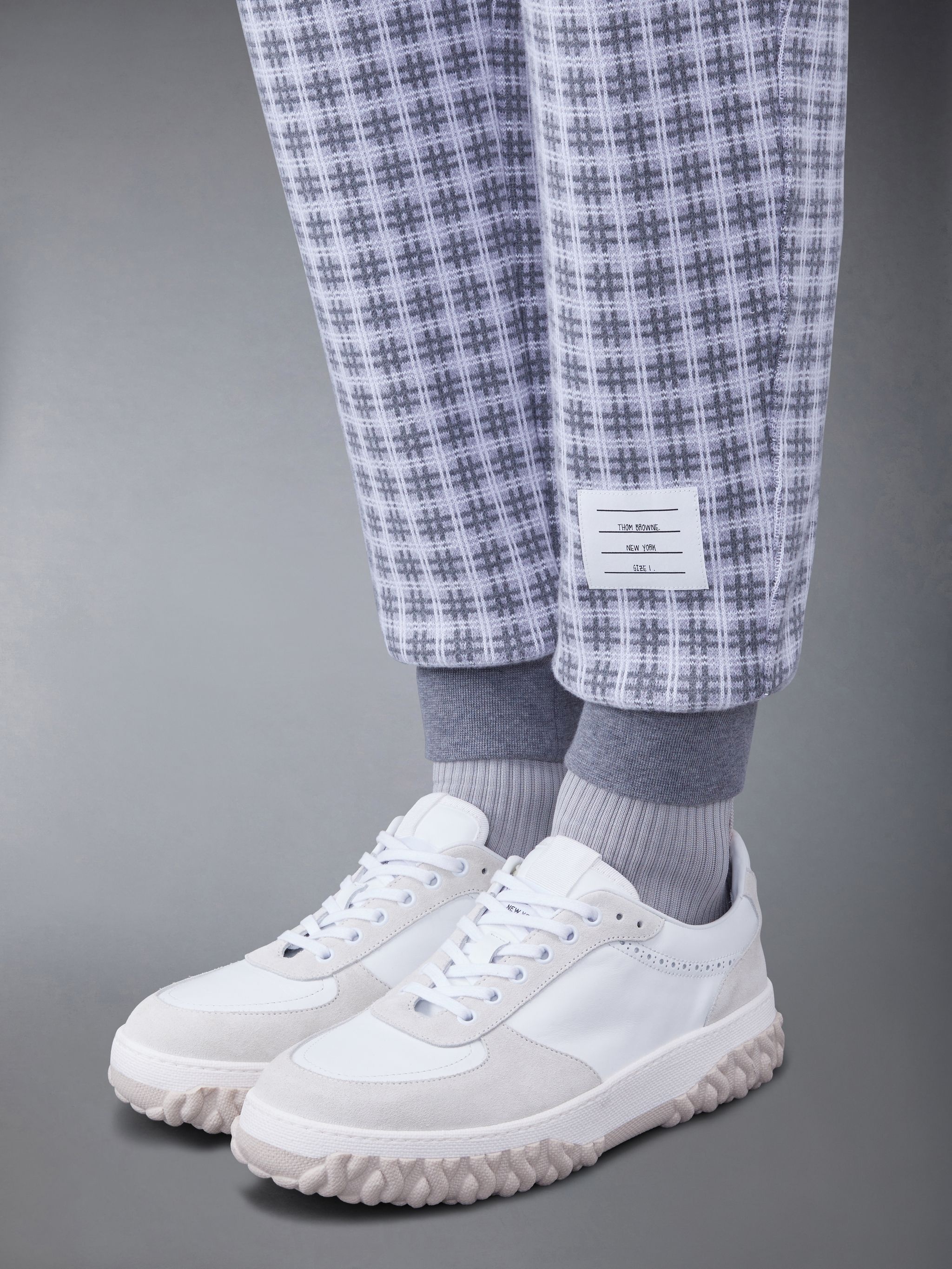 checked jacquard track pants - 5
