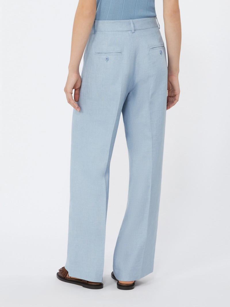 MALIZIA Linen canvas trousers - LIGHT BLUE 4