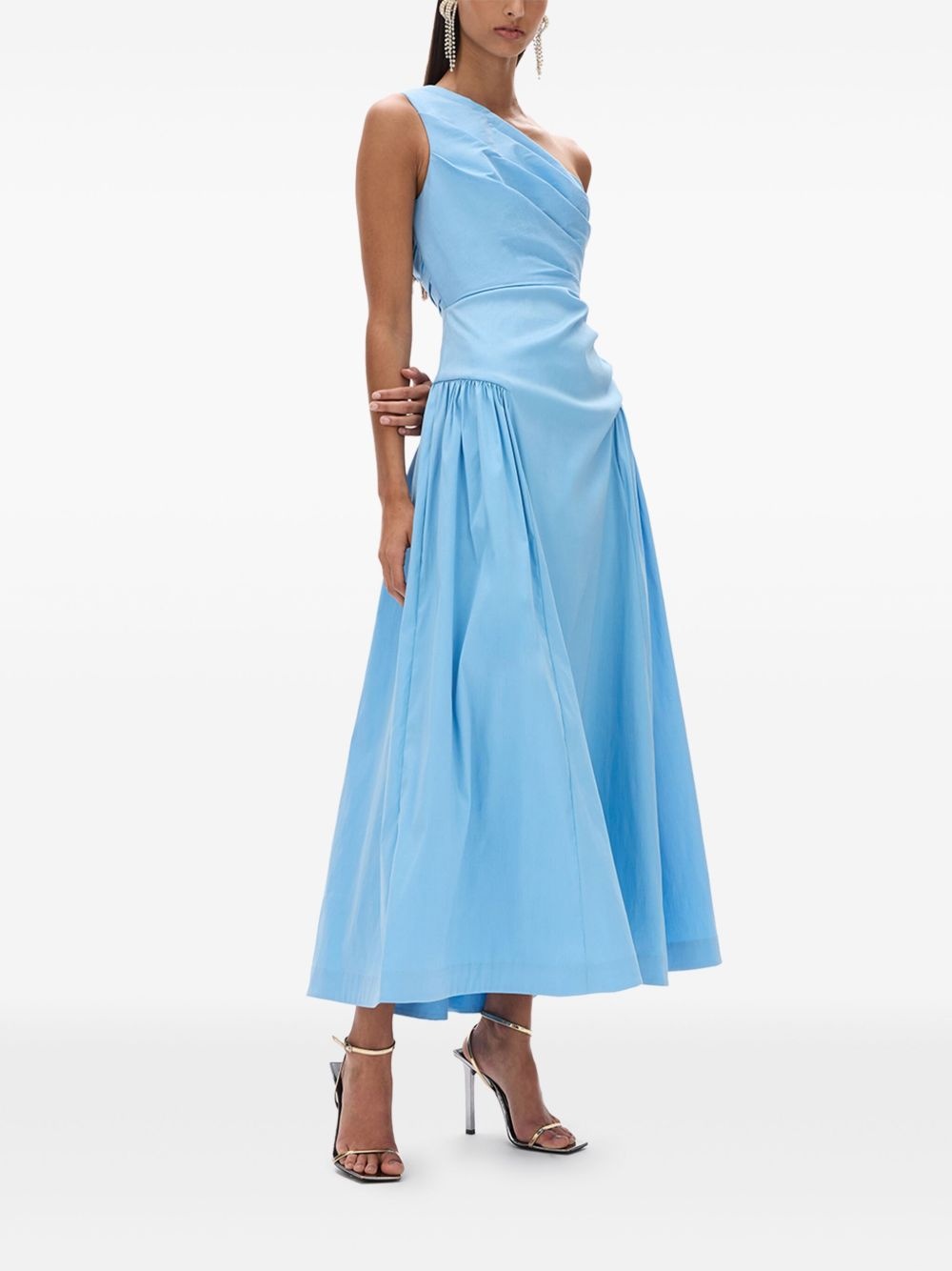 asymmetric-pleated midi dress - 3