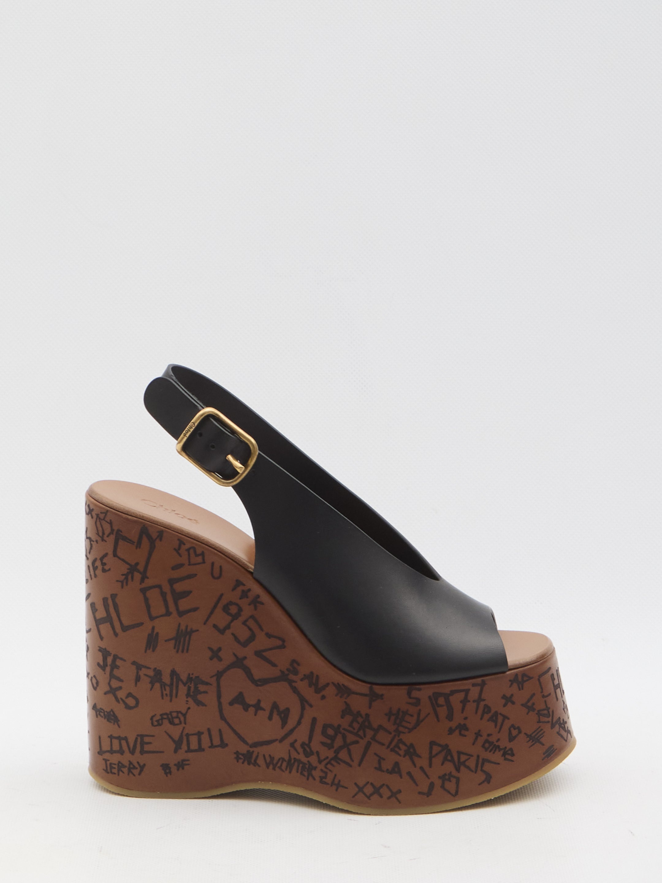 【関税＆送料込み】ChloAC 'Maxime' Sandals Chloé Maxime Wedge Sandal in Black | Chloé US