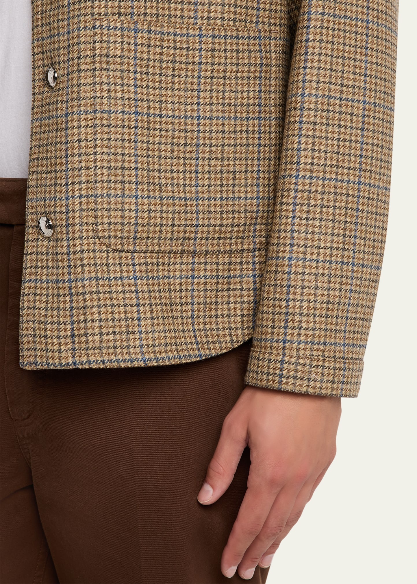 Men's Wool Tweed Houndstooth Snap-Front Overshirt - 5