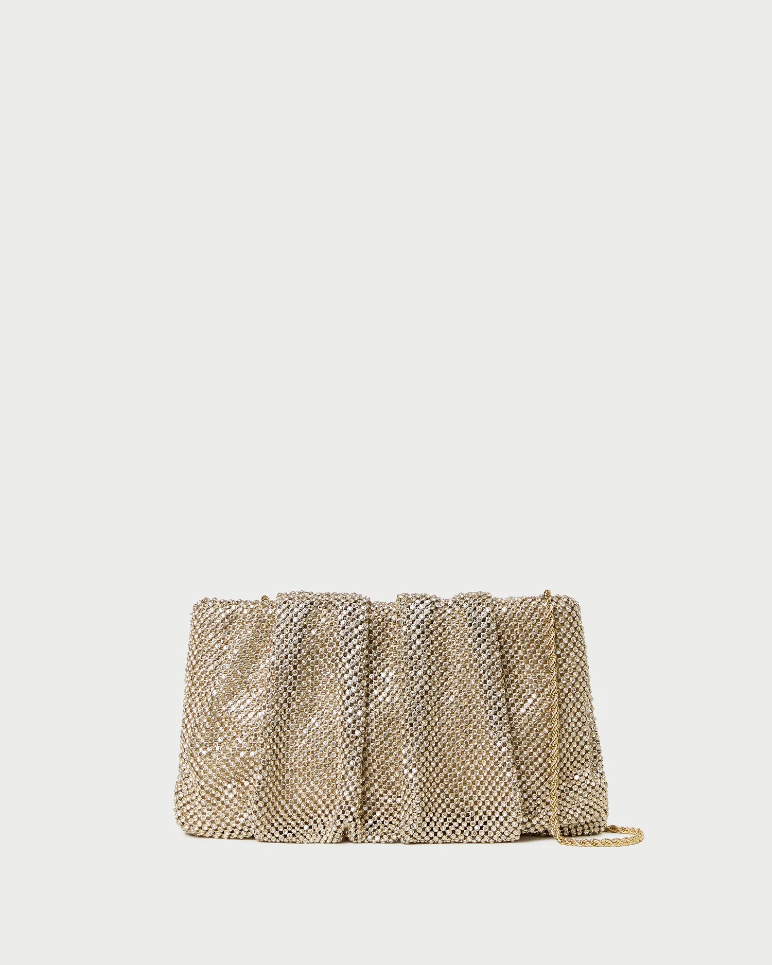 Serena Gold Diamanté Gathered Clutch - 1