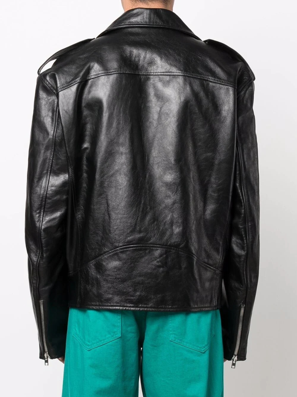 spray-paint logo biker jacket - 5