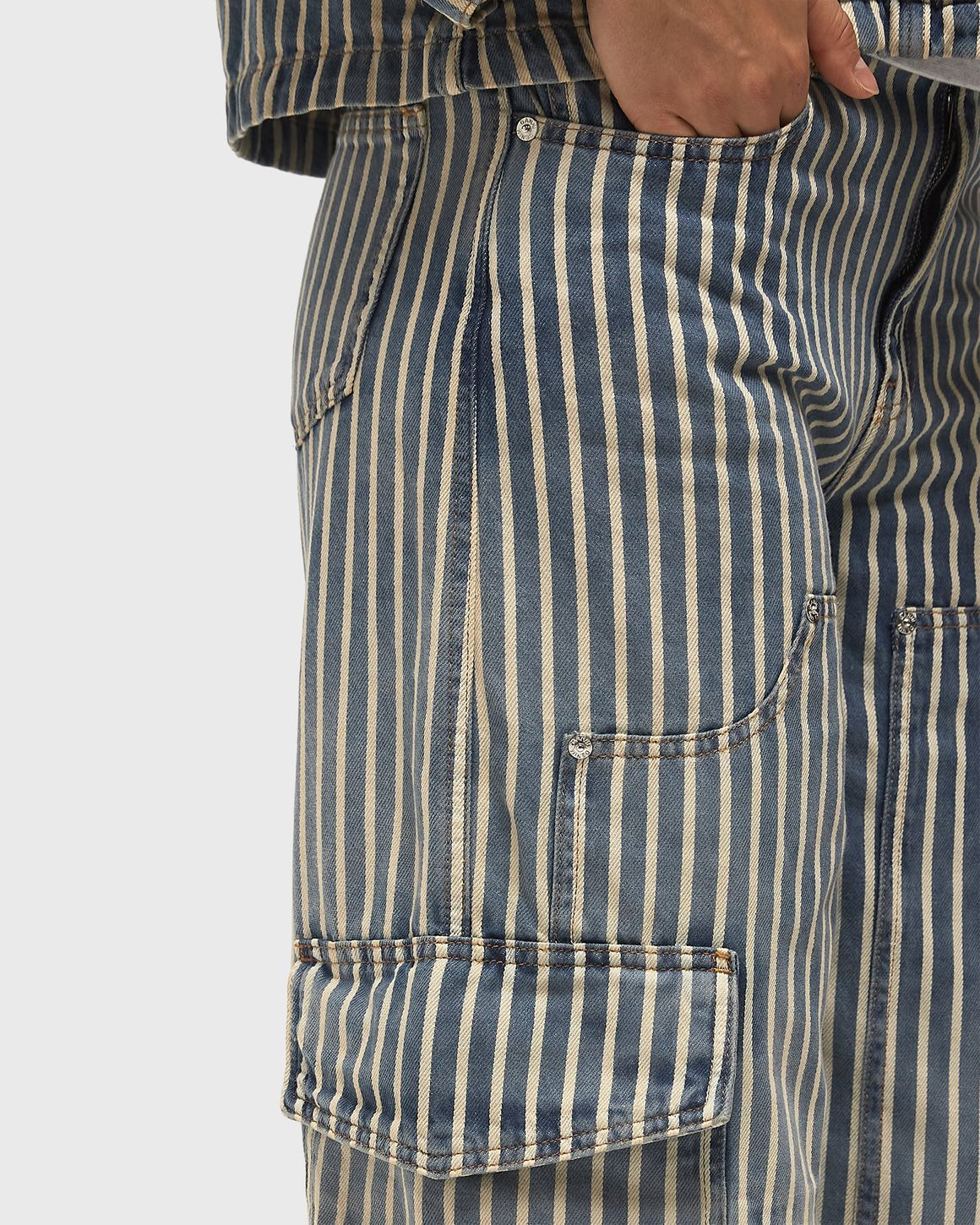 Light Stripe Denim Carpenter Jeans - 4