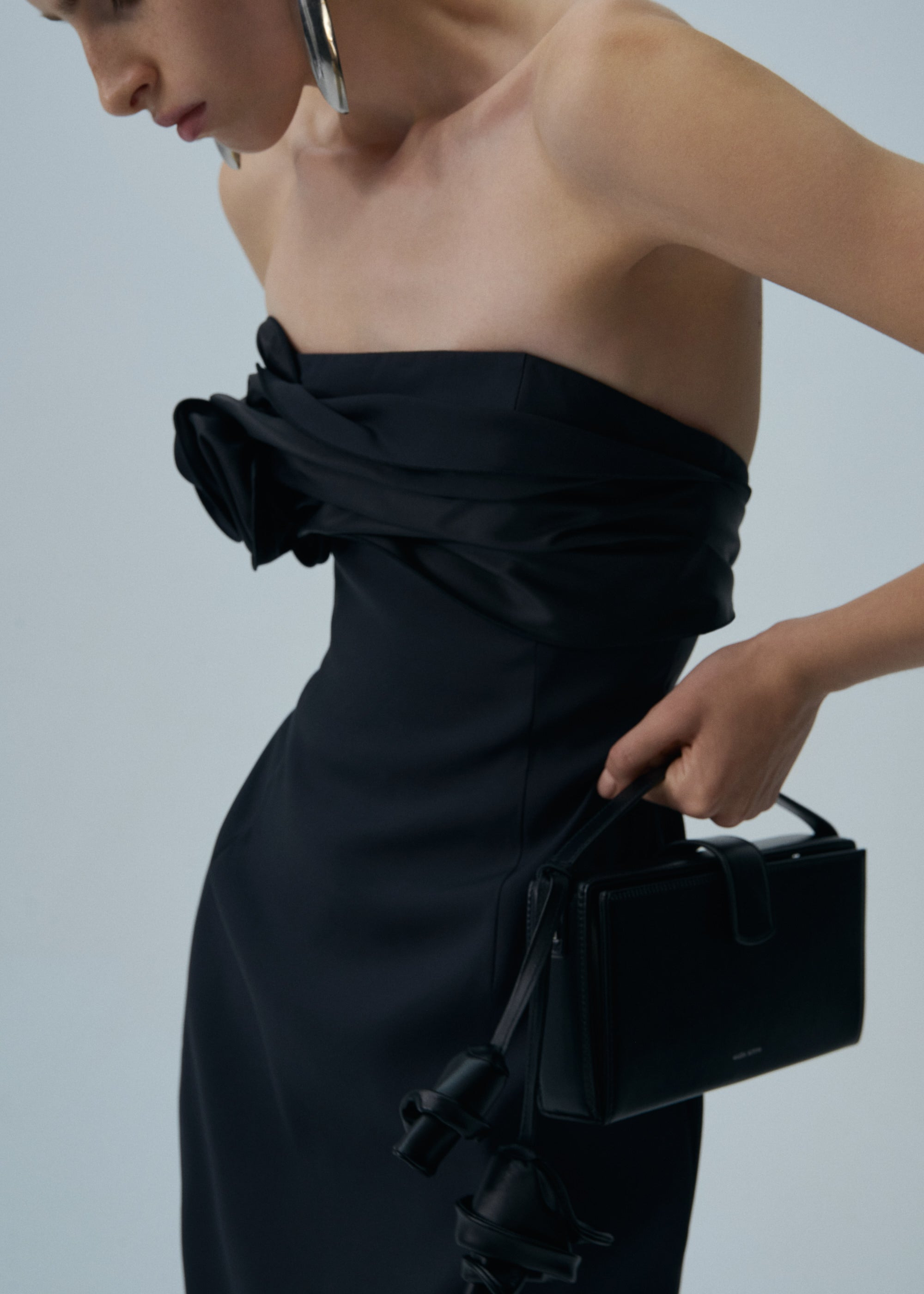 Strapless ruched dress in black - 4