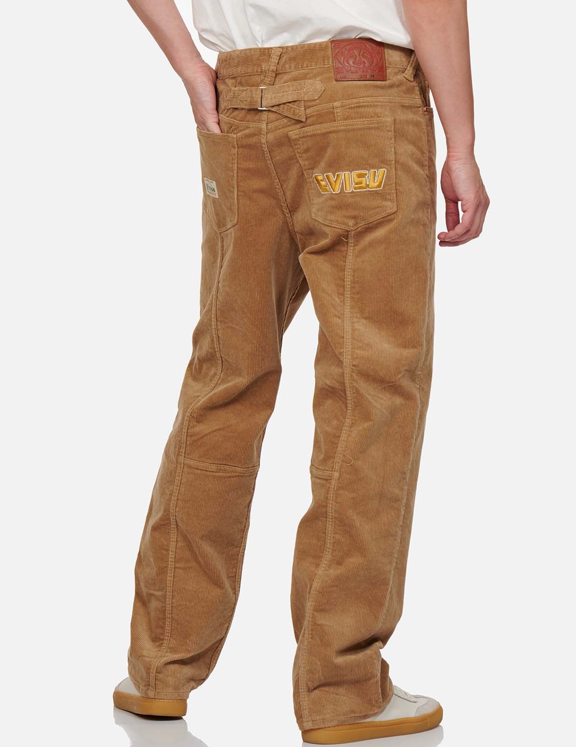 LOGO EMBROIDERED DROP-CROTCH CORDUROY PANTS - 3
