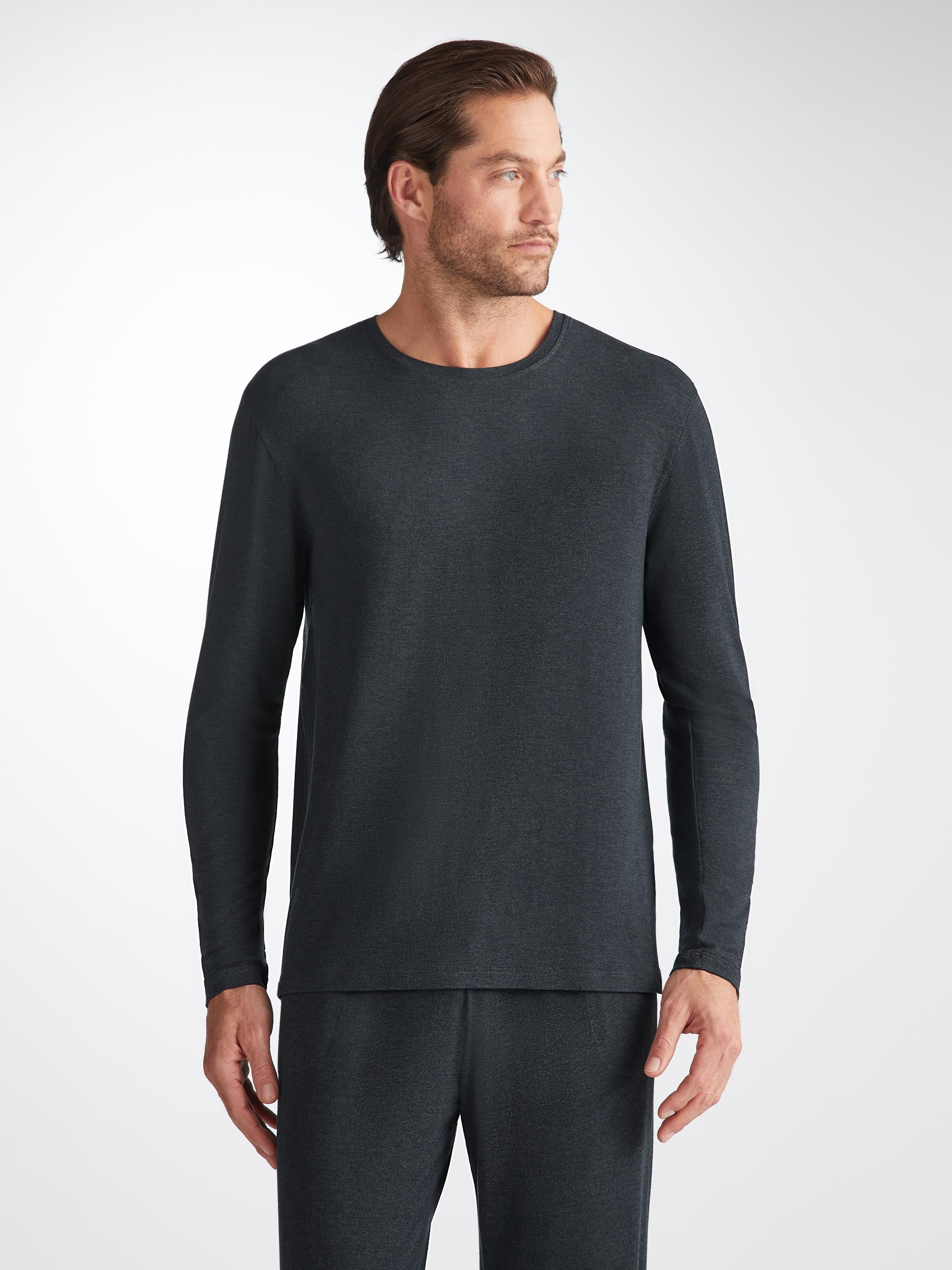 Men's Long Sleeve T-Shirt Marlowe Micro Modal Stretch Anthracite - 8
