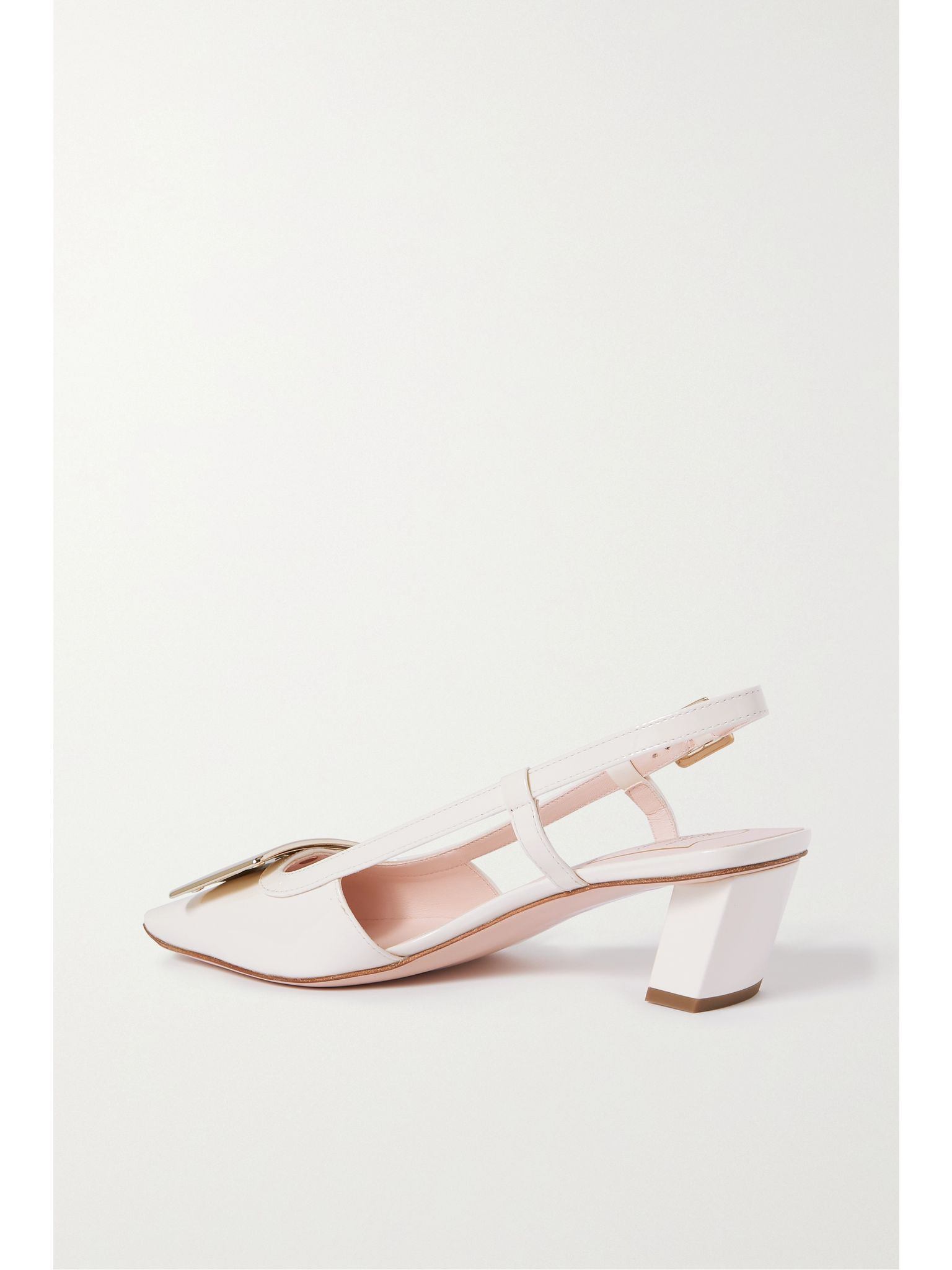 Belle Vivier 45 patent-leather slingback pumps Cream - 3