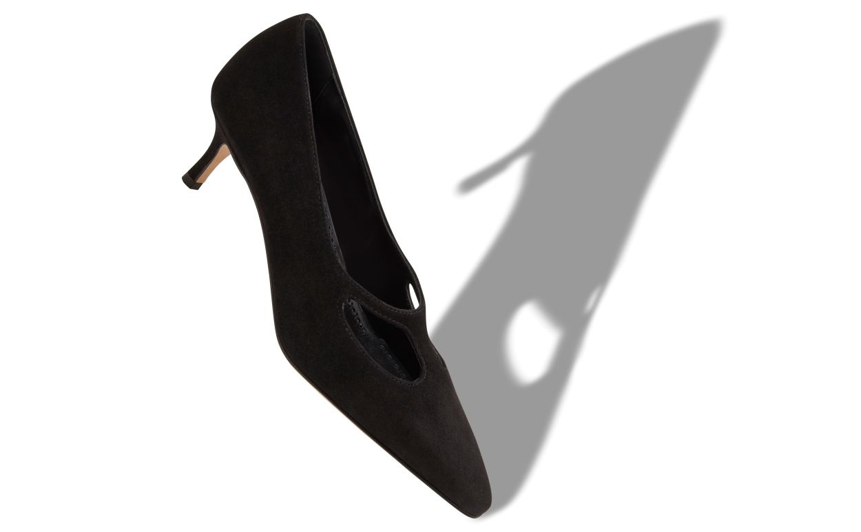 Black Suede Cut Out Detail Pumps - 2