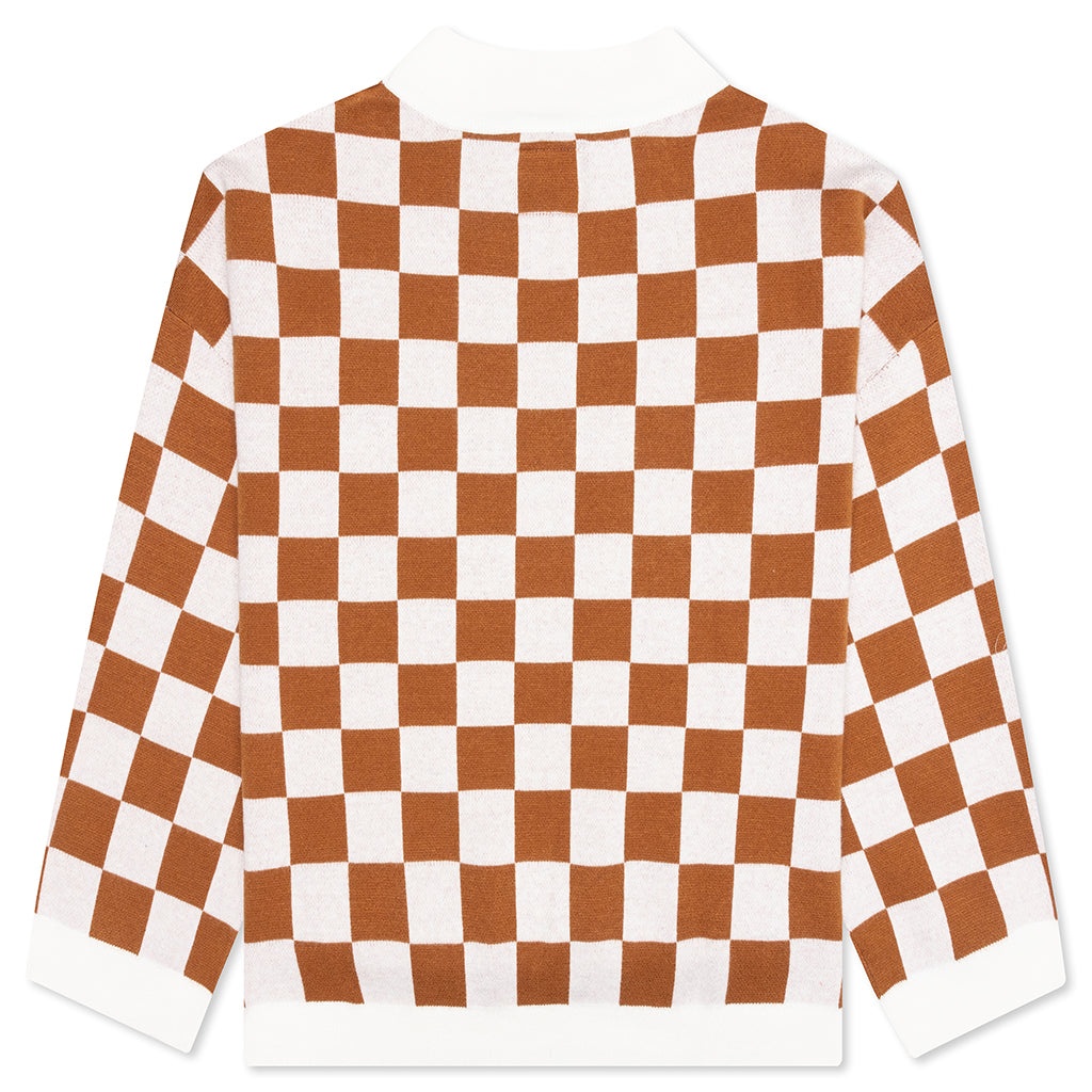 CHECKERED SWEATER - BURNT ORANGE - 2