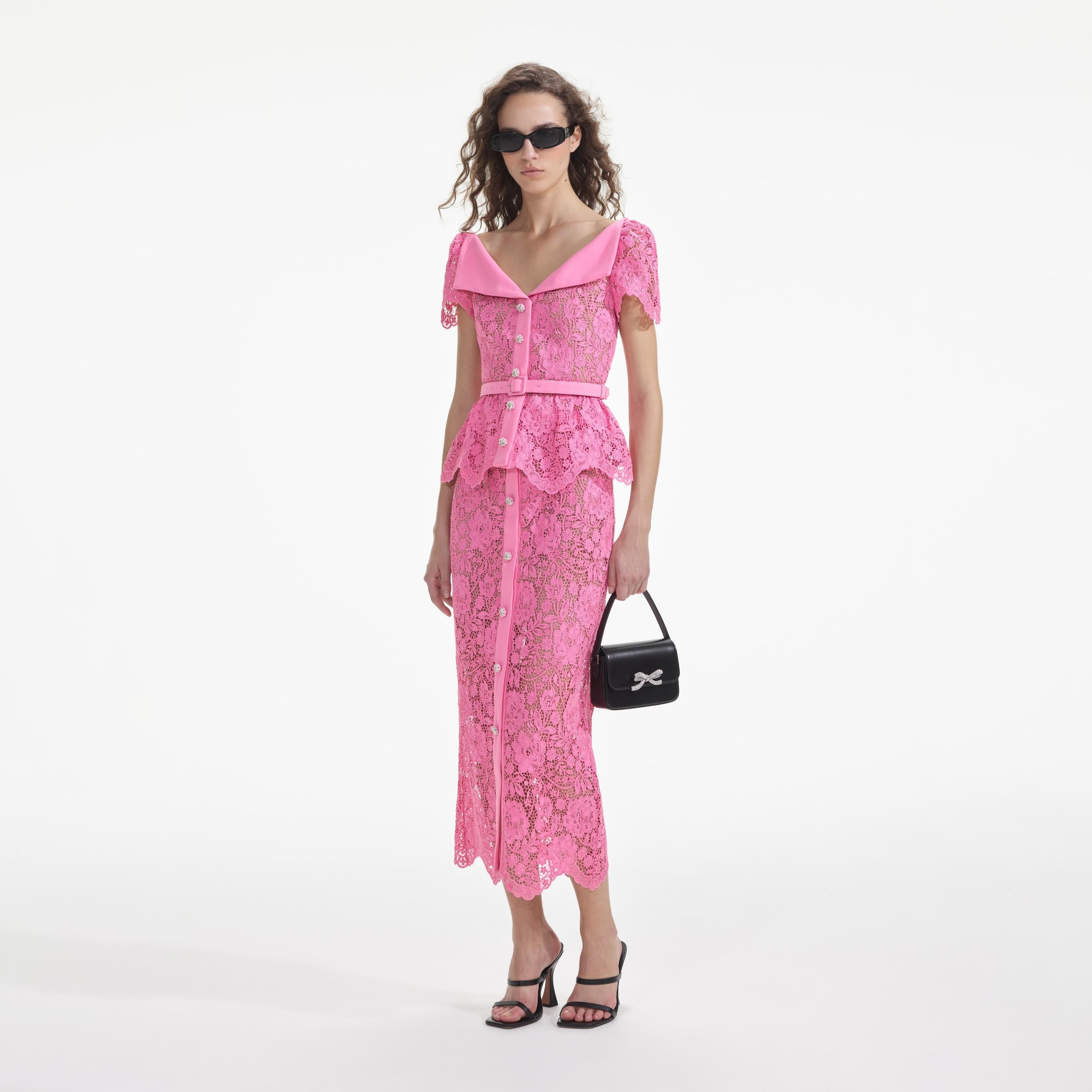 Pink Lace Open Neck Top - 2