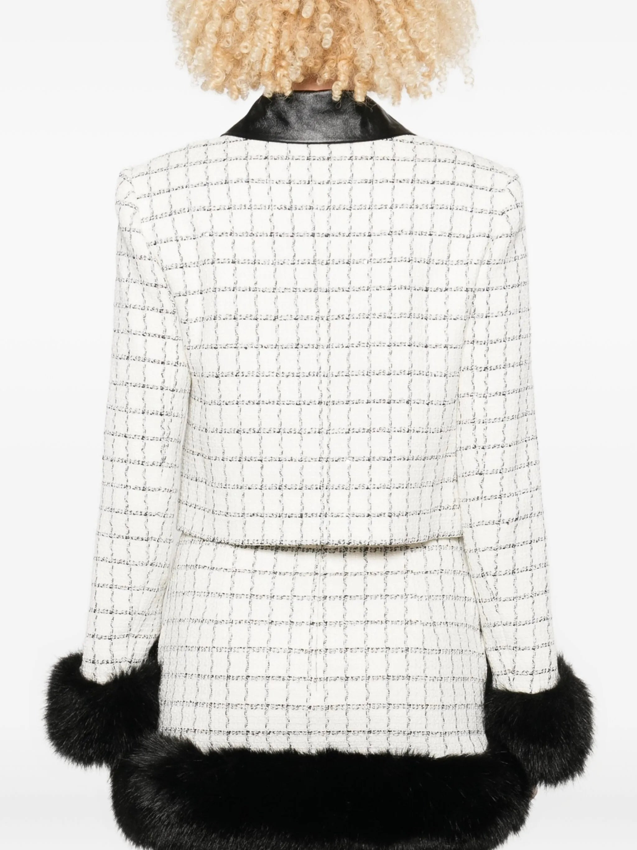 Self-portrait Checked Faux-fur Cuff Jacket - 3