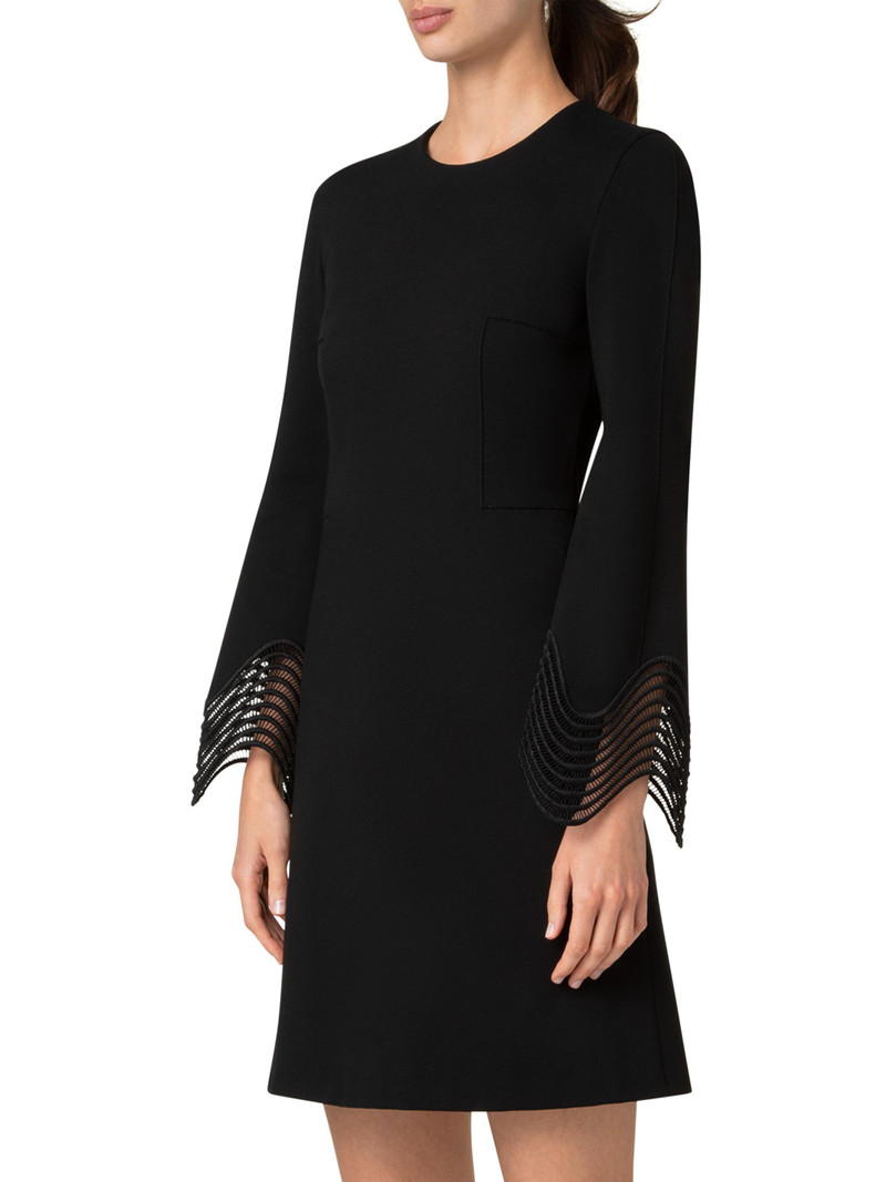 Women's Scalloped Cuff Jersey Minidress - Black 4