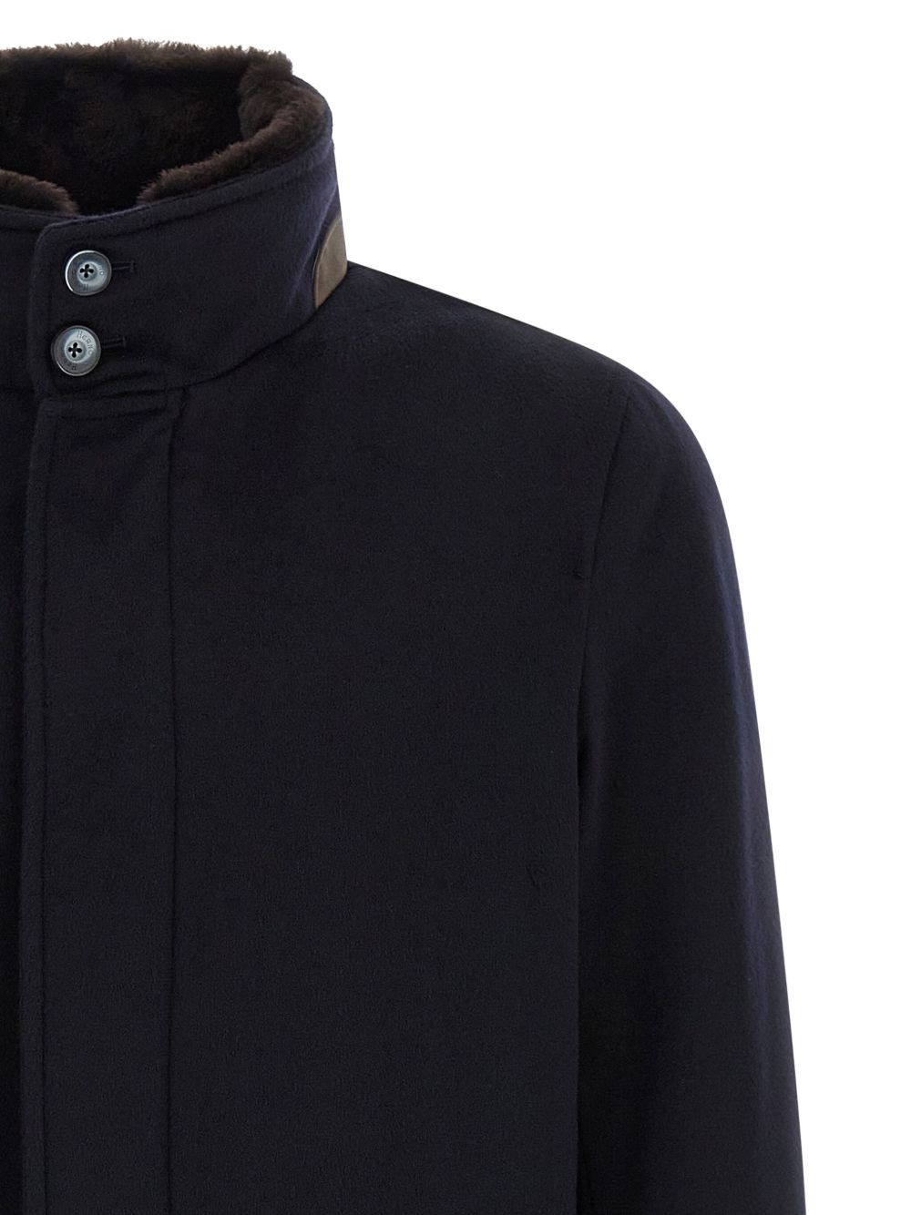 high-neck quilted cashmere coat - 3