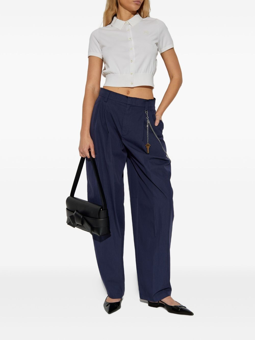 button-front short-sleeve knit top - 2