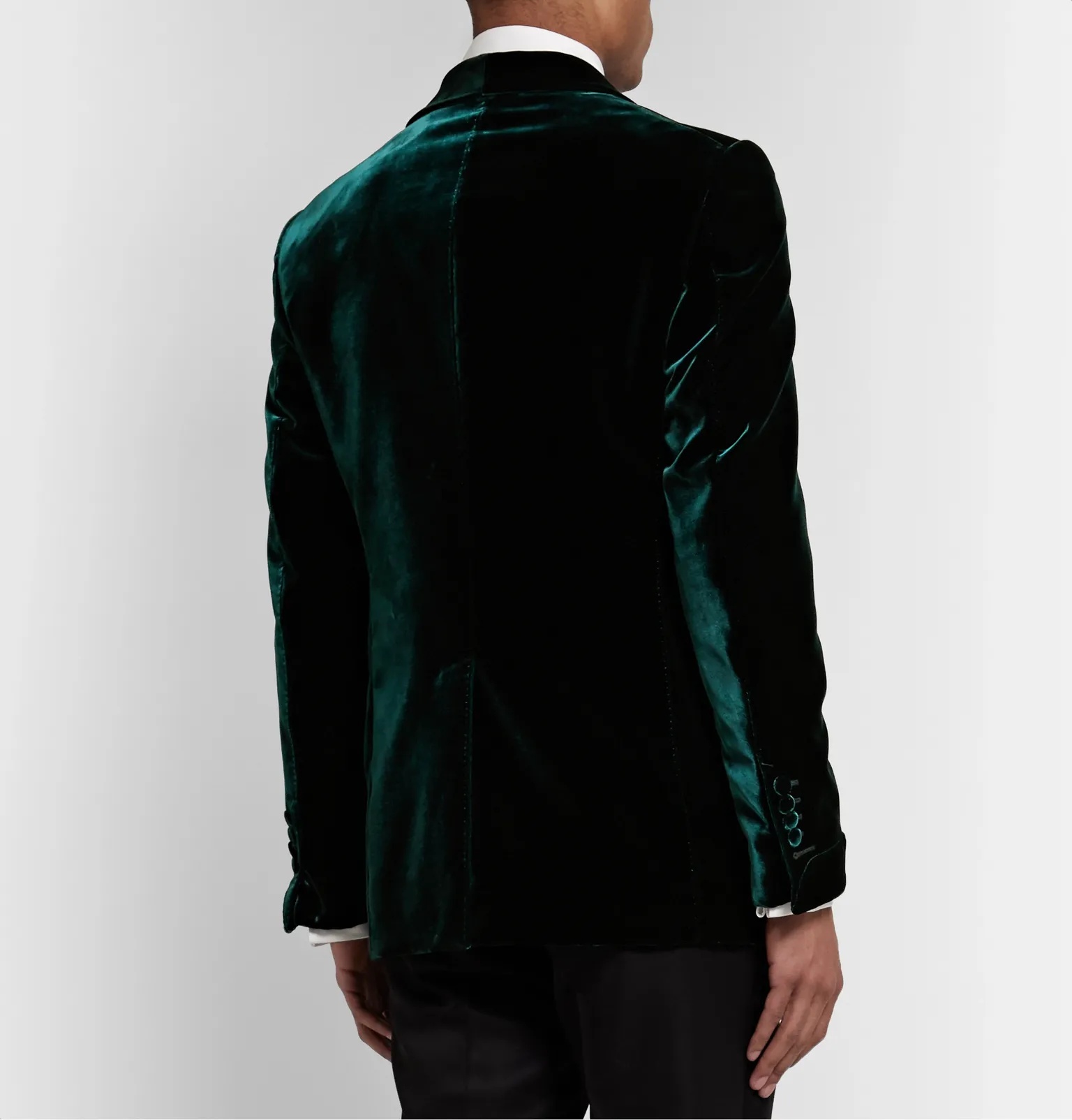 Emerald Slim-Fit Shawl-Collar Velvet Tuxedo Jacket - 5