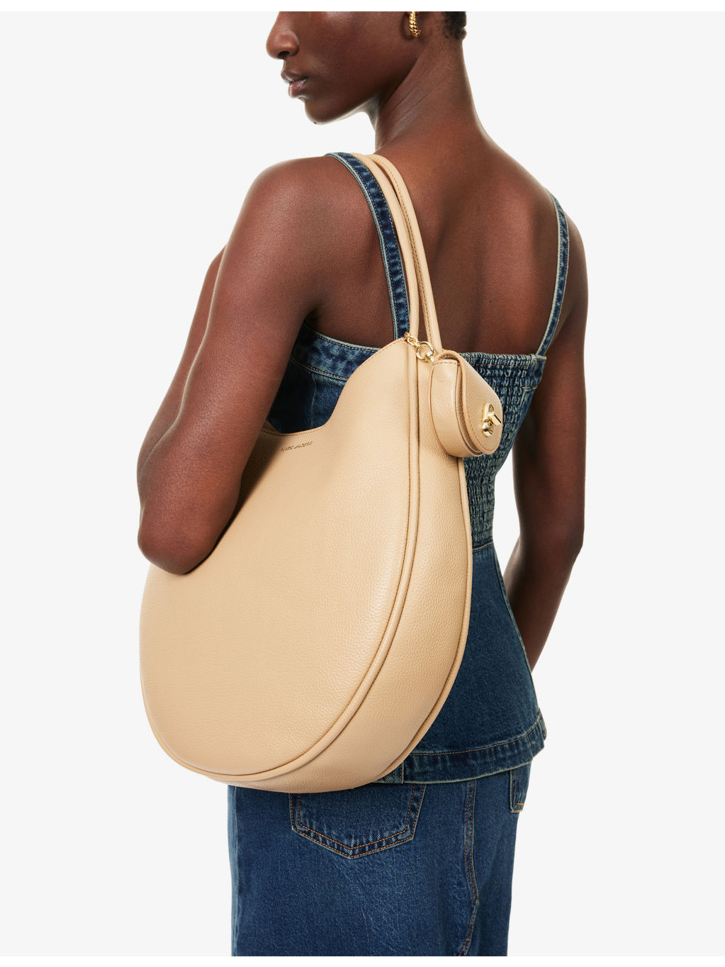 Large Crescent Leather Tote Bag - 3