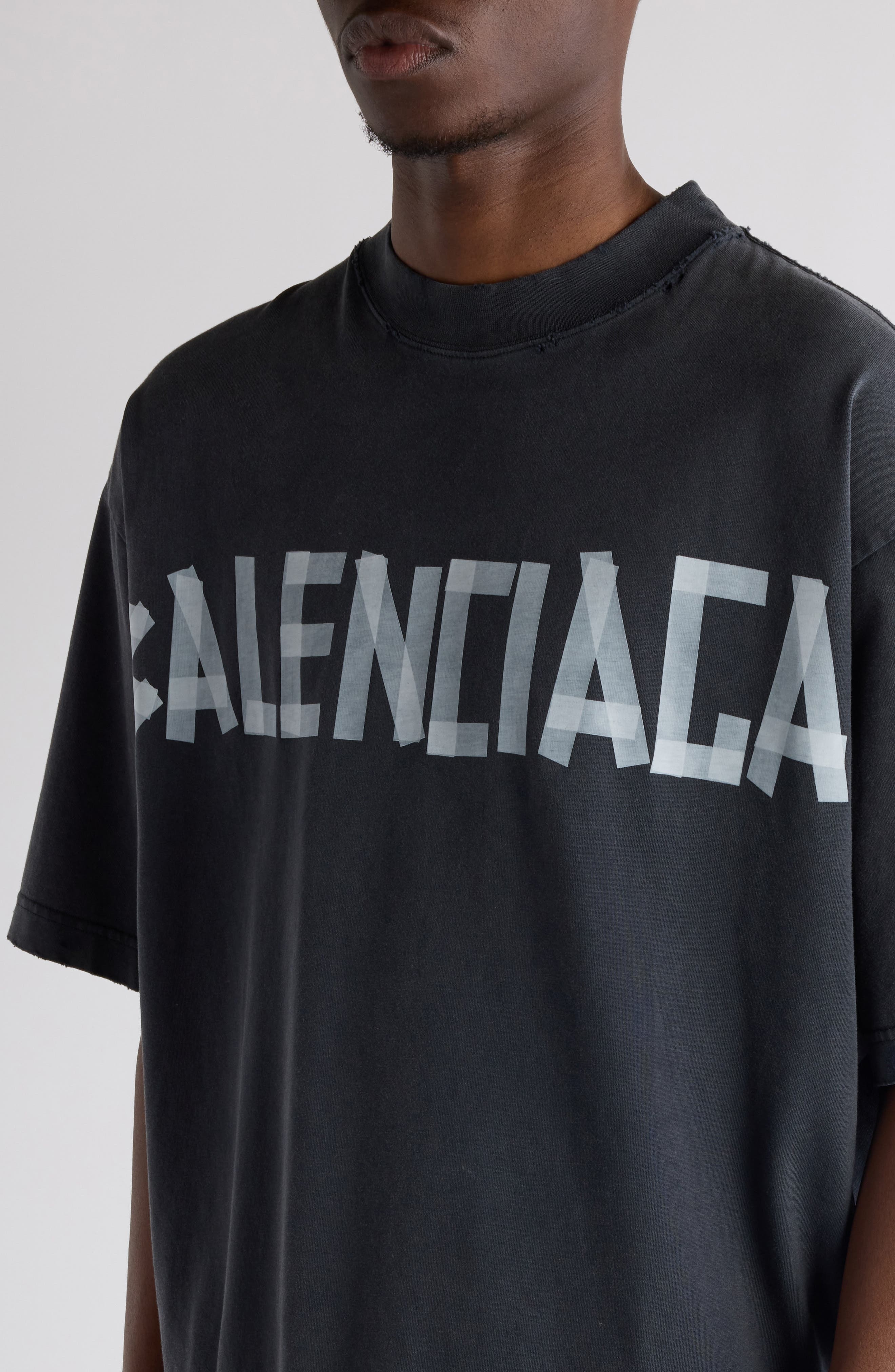 Balenciaga Medium Fit Tape Type Logo Graphic T-Shirt in 1041 Faded Washed Black at Nordstrom - 5