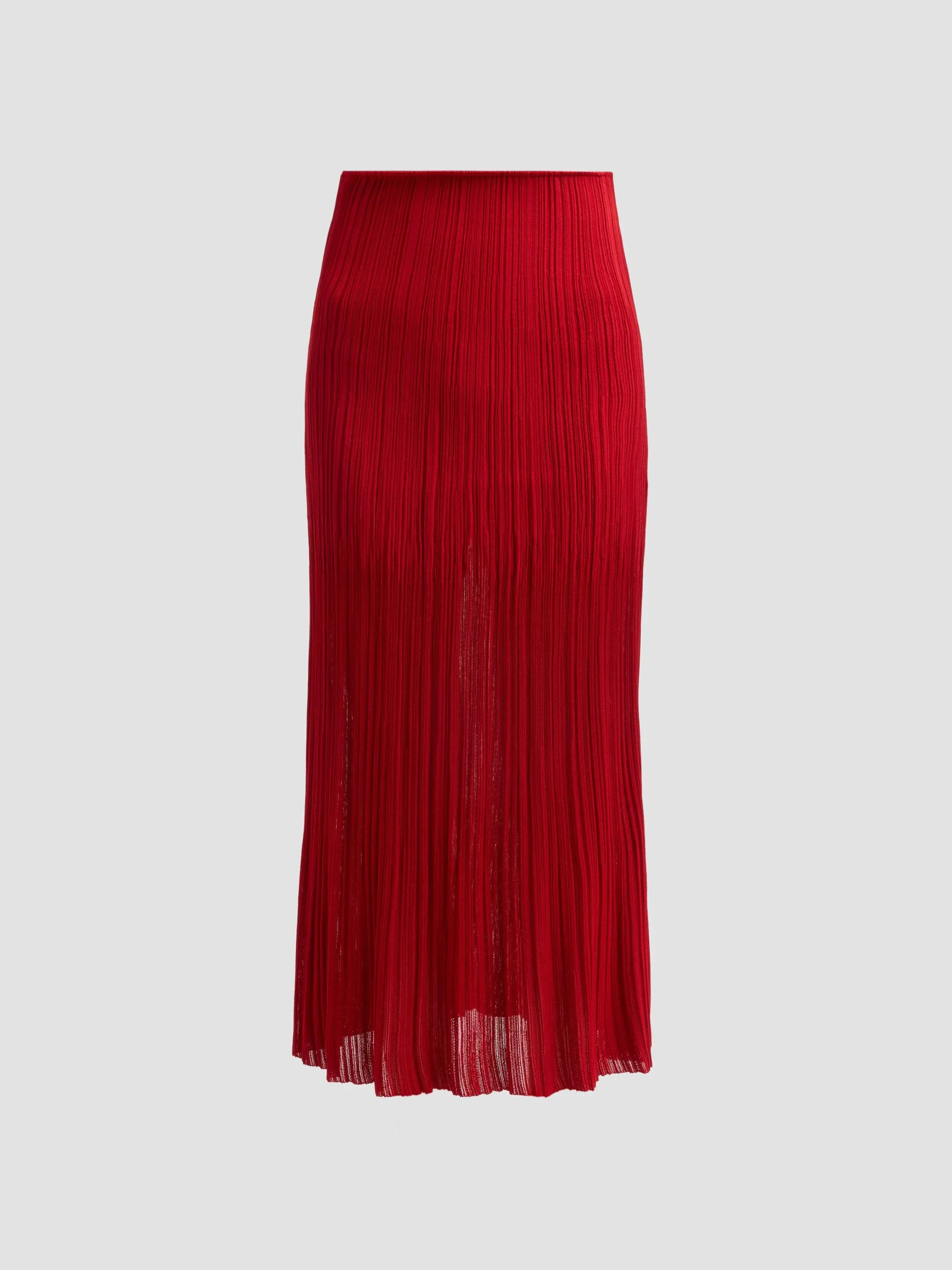 Women's Flechage Midi Skirt - Rouge Carmin - 1