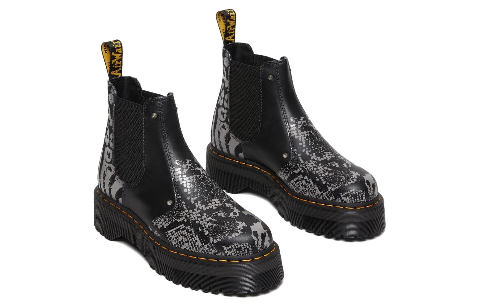 Dr. Martens 2976 Quad Platform Animal Print Boots 'Black Grey' 27692001 - 3