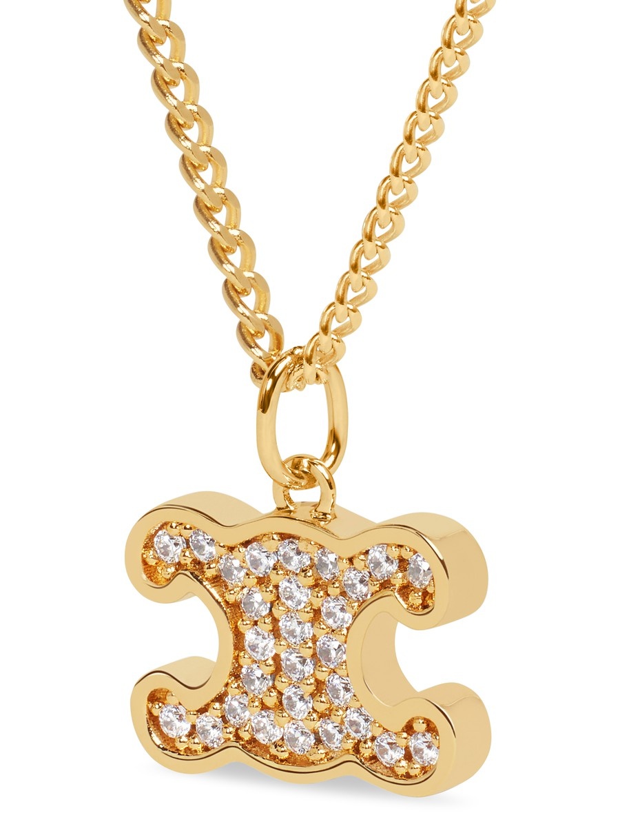 CELINE Triomphe rhinestone necklace in brass with rhodium