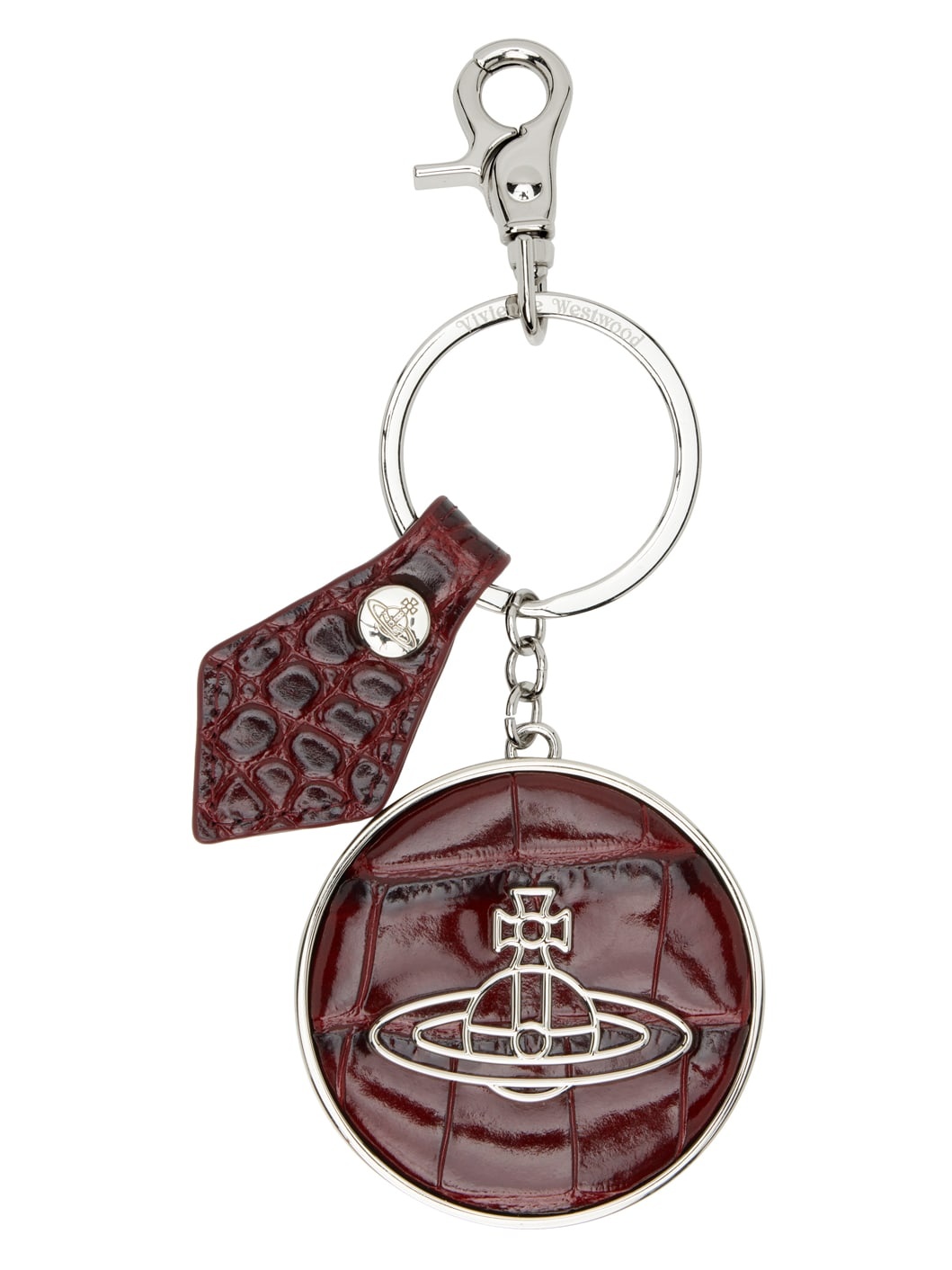 Burgundy & Silver Orb Keychain - 1