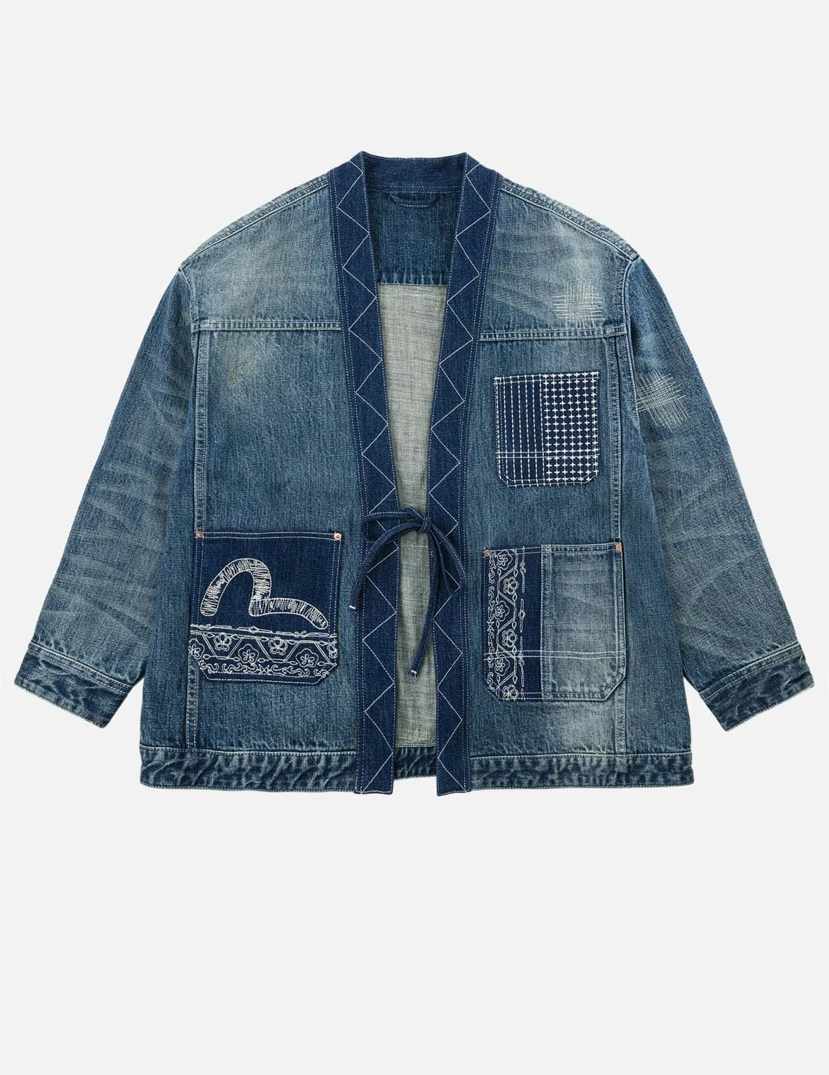 Boro Sashiko Denim Kimono Jacket - 1
