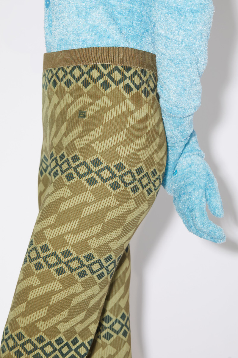 Printed rib knit trousers - Khaki beige/wheat beige 5