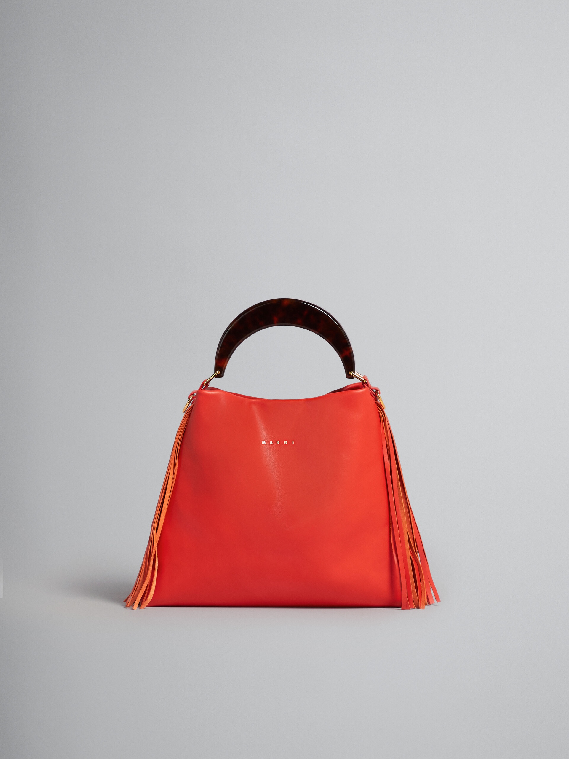 VENICE SMALL BAG IN ORANGE LEATHER WITH FRINGES - 1