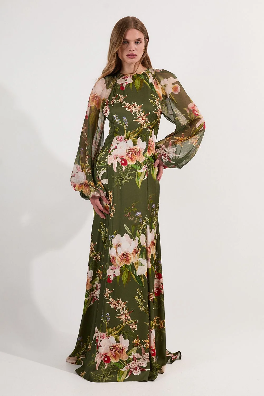 Petite Garden Floral Viscose Georgette Satin Mix Maxi Dress - 1