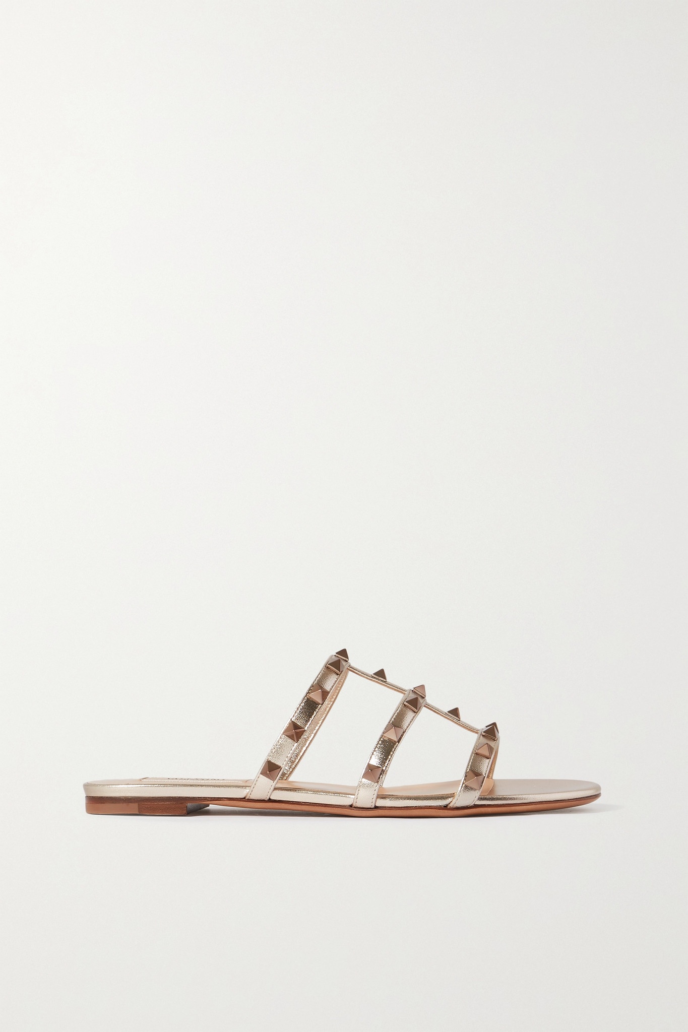 Rockstud metallic leather sandals - 1