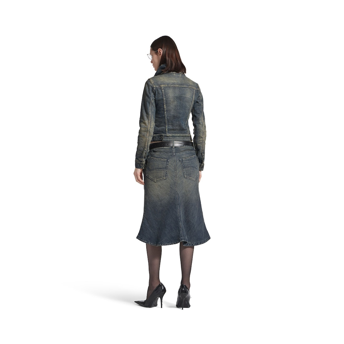 Women's Godet Midi Skirt in Blue - 4