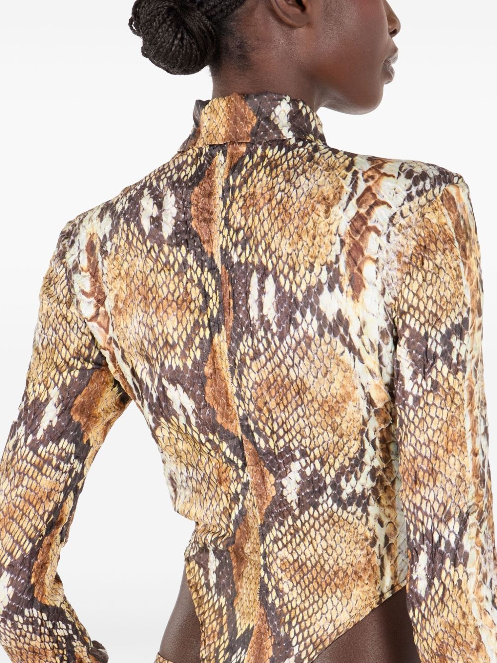 snakeskin-print bodysuit - 6