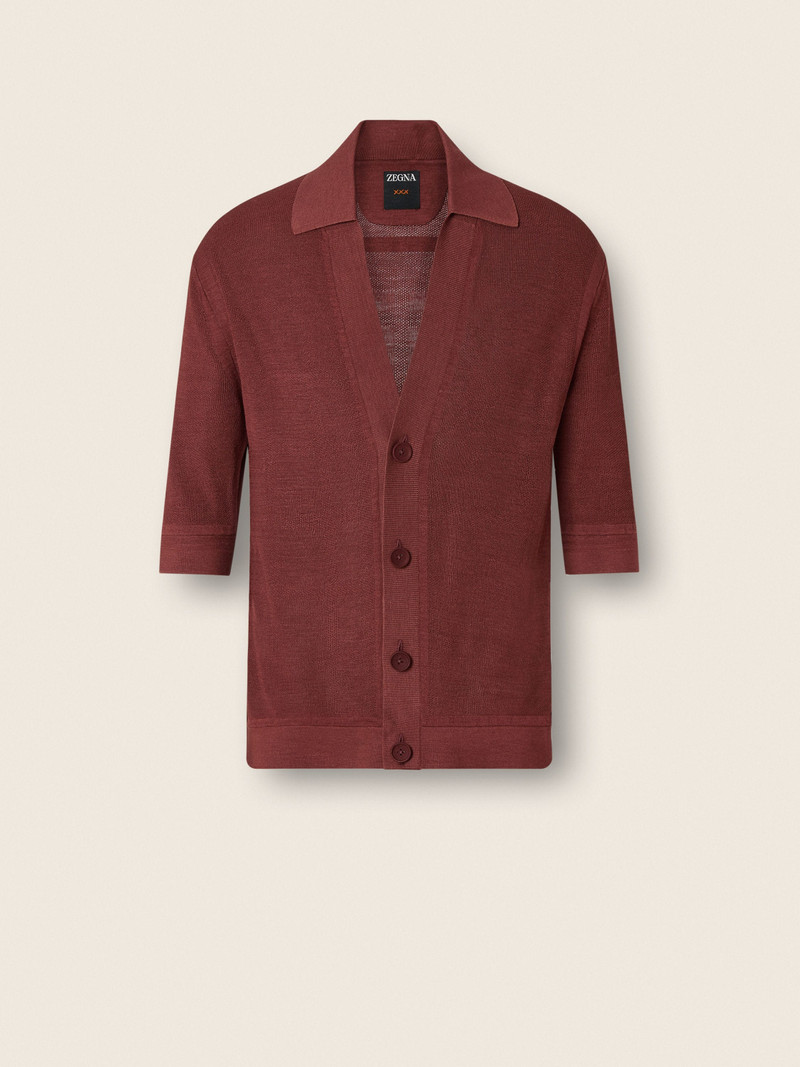 DARK BURGUNDY OASI LINO POLO SHIRT 1