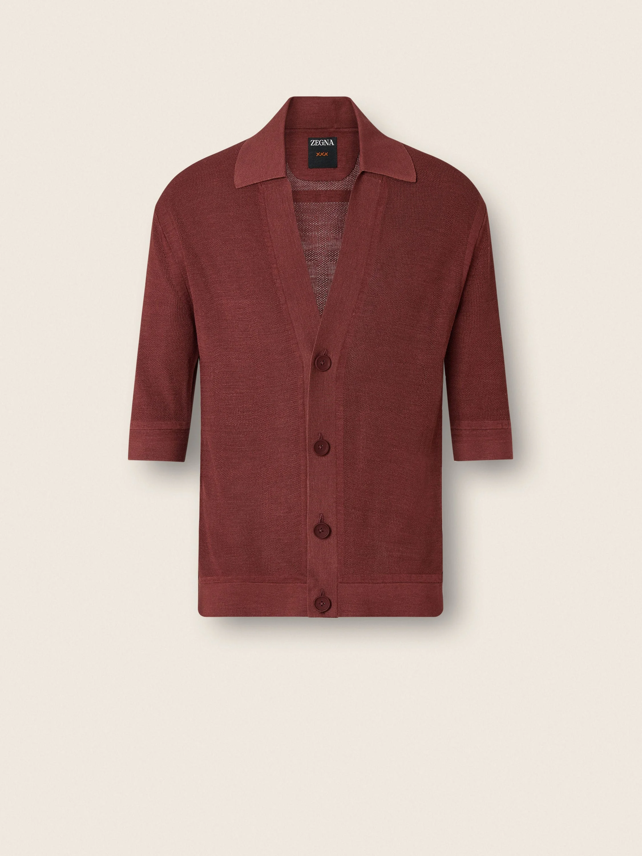 DARK BURGUNDY OASI LINO POLO SHIRT - 1