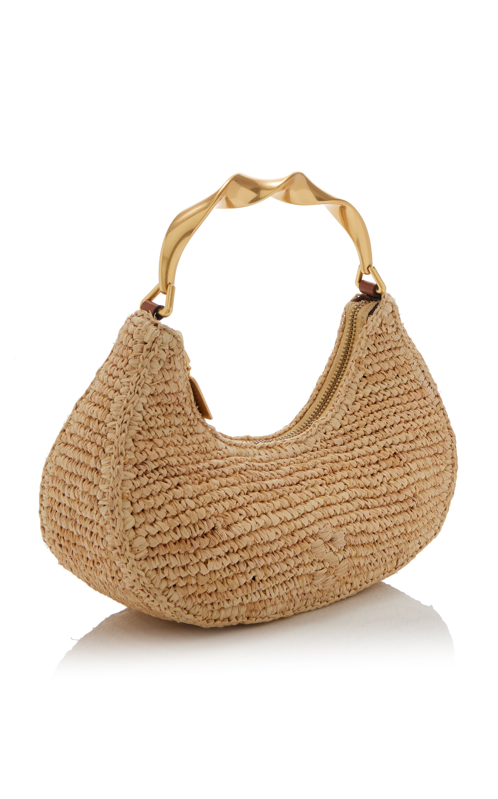 Nixi Twist Handle Raffia Shoulder Bag neutral - 3