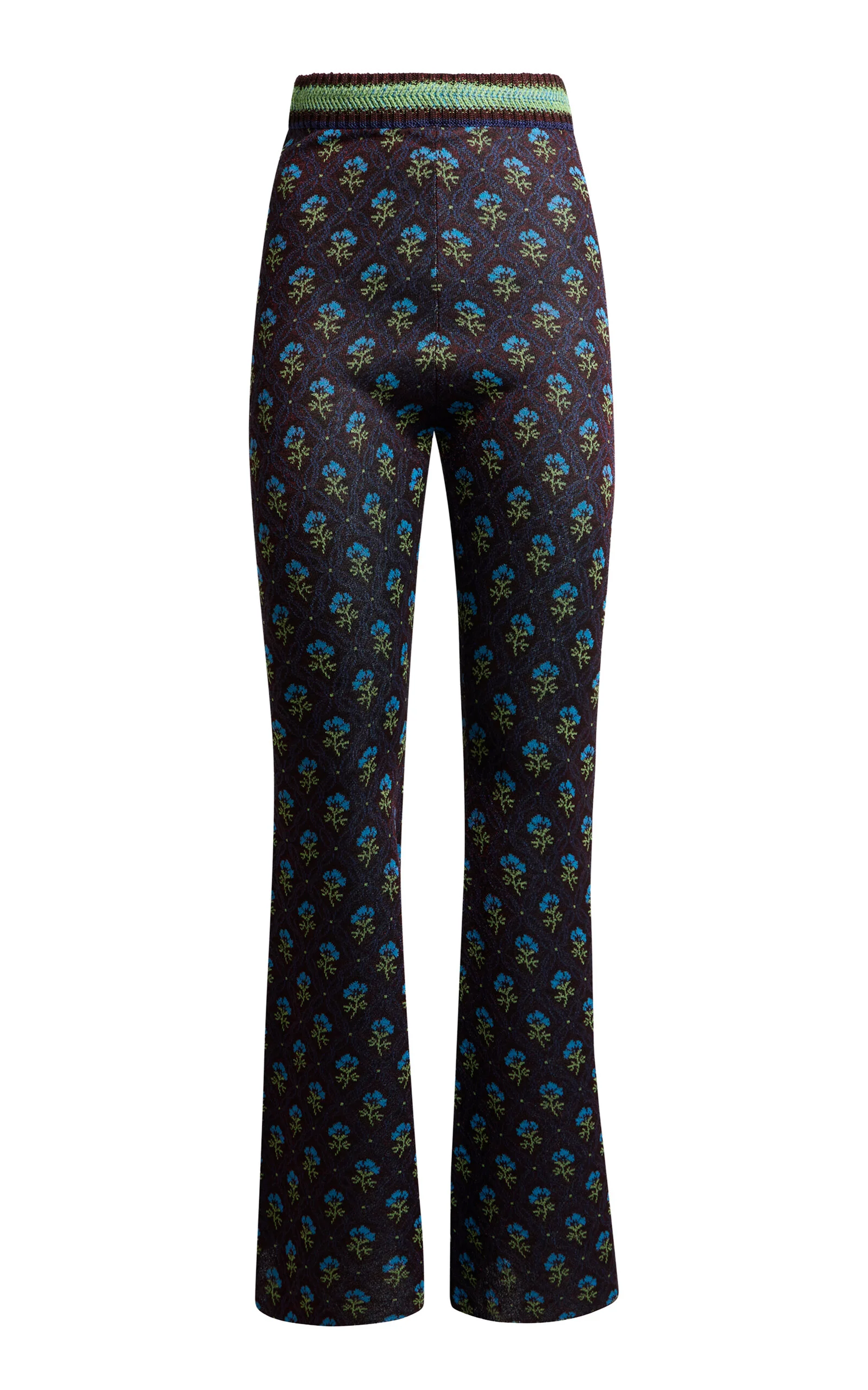 Printed Knit Flared Pants blue - 1