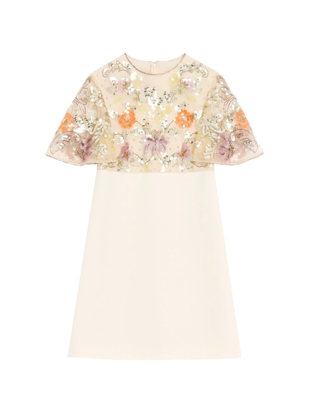 embroidered crepe couture short dress - 1