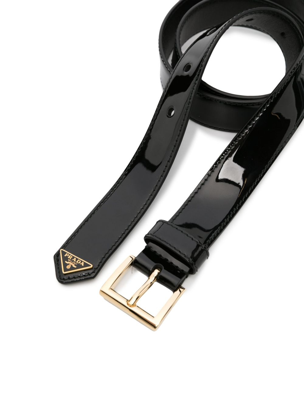 logo-plaque patent leather belt - 2