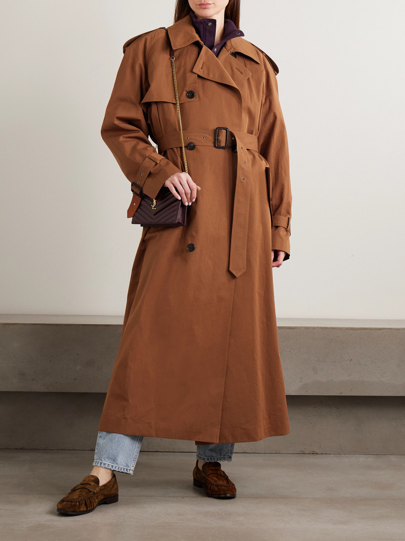 SAINT LAURENT Double-breasted Belted Cotton And Silk-blend Trench Coat outlook
