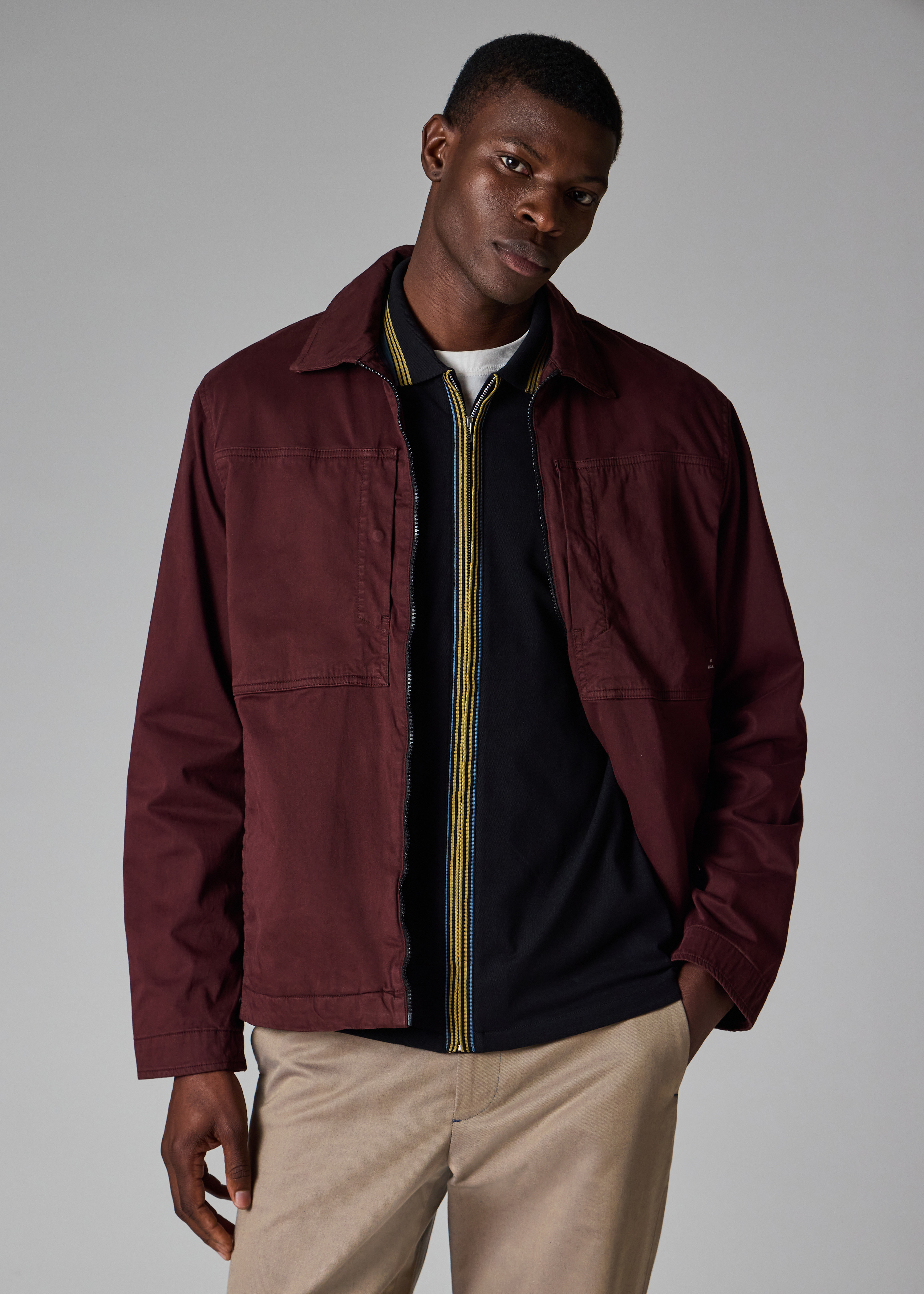 Burgundy Garment Dyed Stretch-Cotton Overshirt - 5