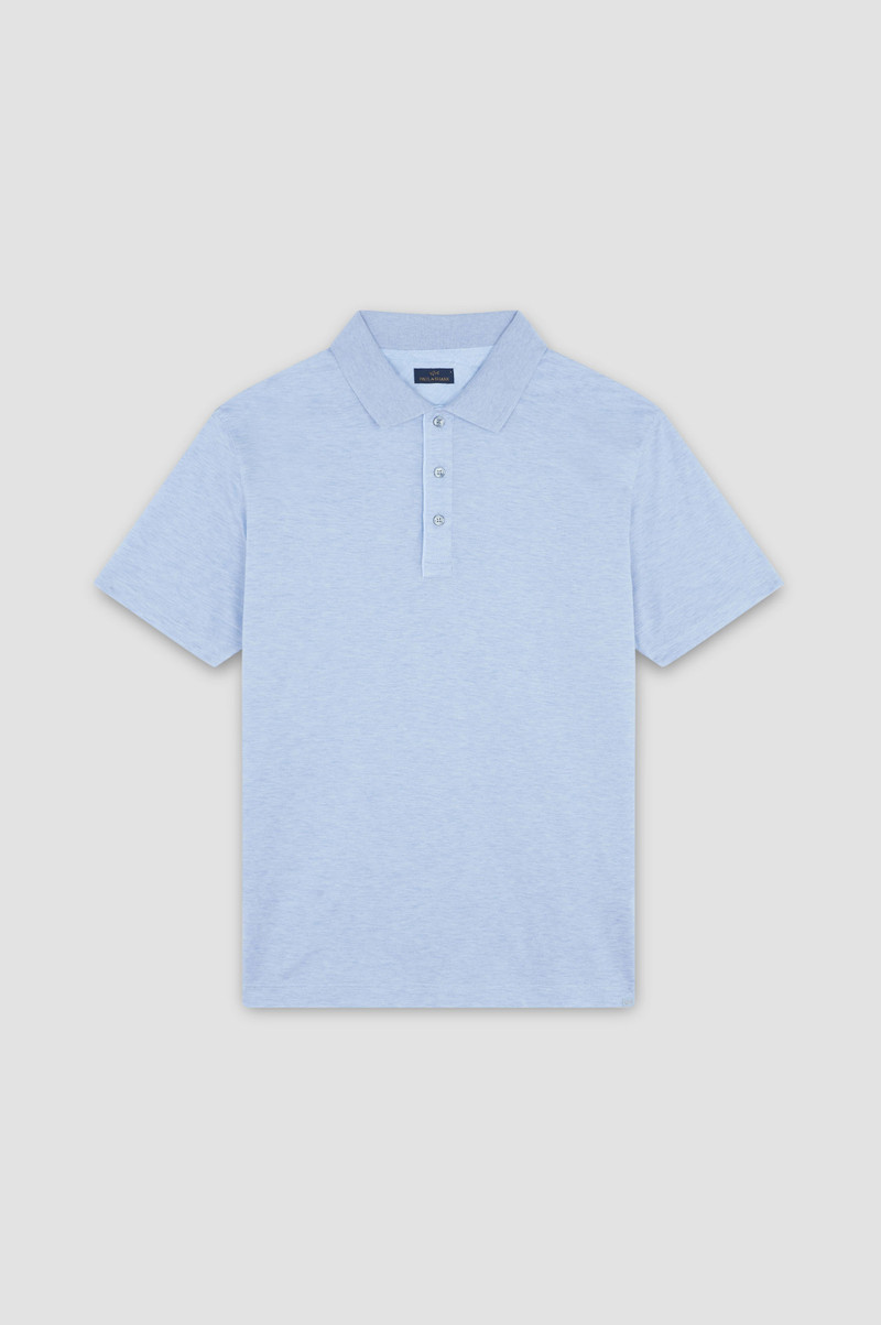 POLO IN FINE PIQUÉ COTTON WITH LINEN DETAILS - 1