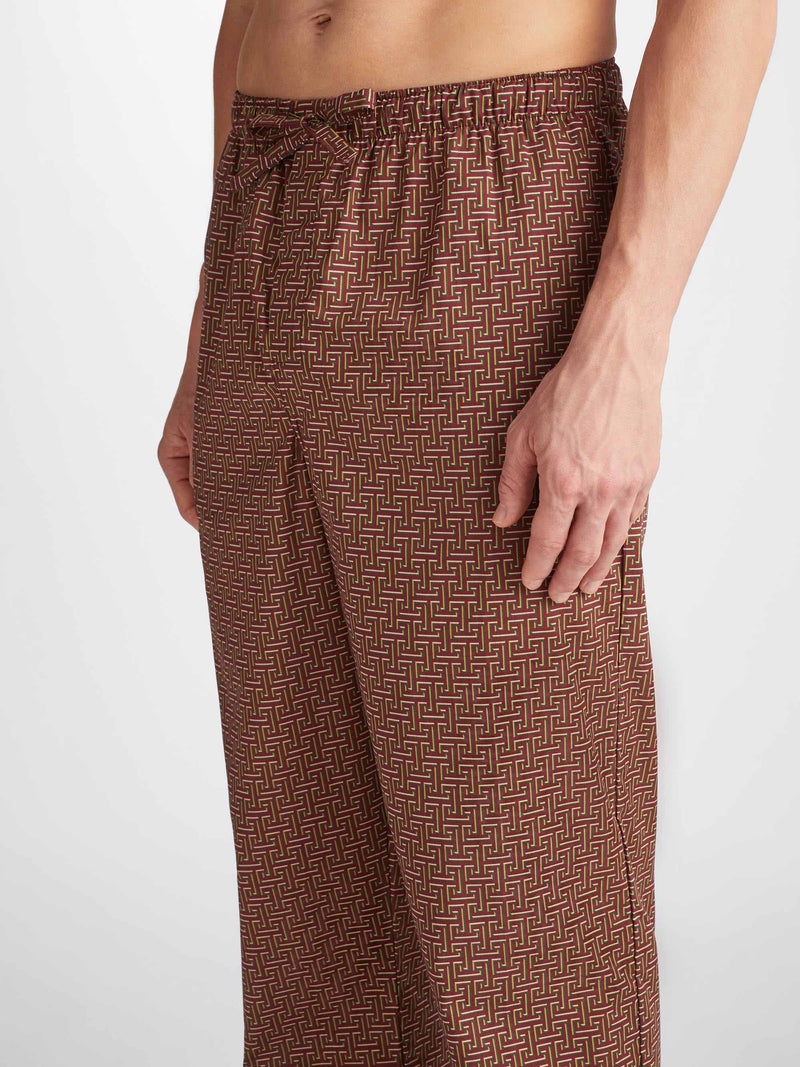 Men's Lounge Pants Ledbury 72 Cotton Batiste Burgundy - 5